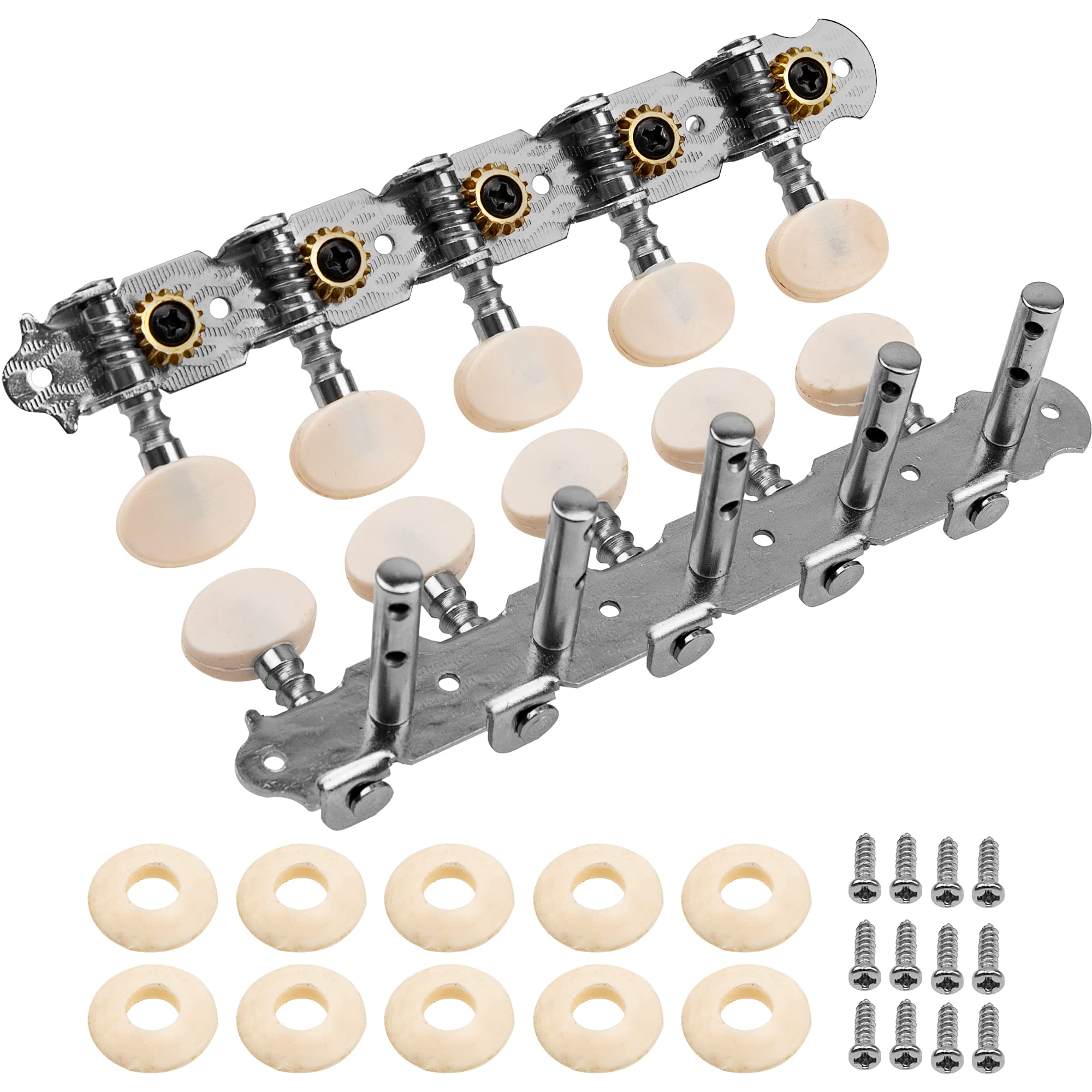1Set Yootones 5R5L Guitar Tuning Pegs Tuners Machine Heads Tuning Keys Pegs 1:15 Compatible With 10 String Bajo Quinto Charango