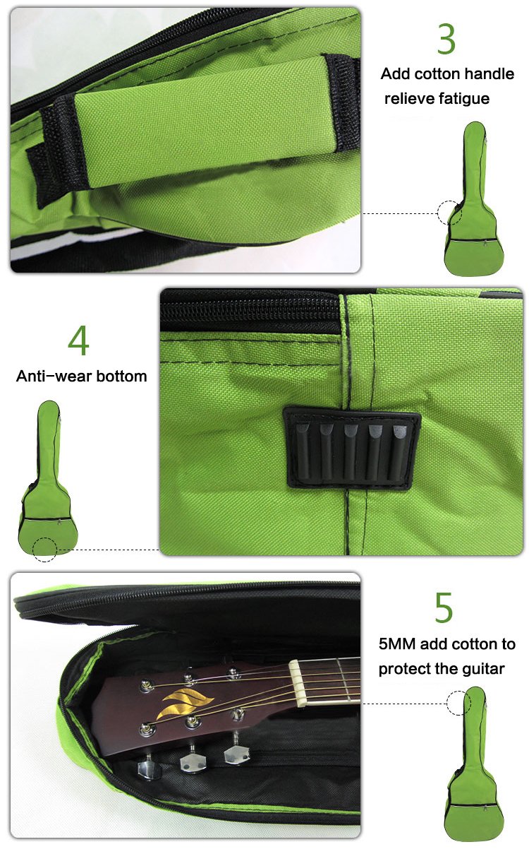 HOT SEAL 5MM Sponge Waterproof Durable Colorful Conventional Guitar Case Bag with Storage (For 40&41 Inch, Orange)