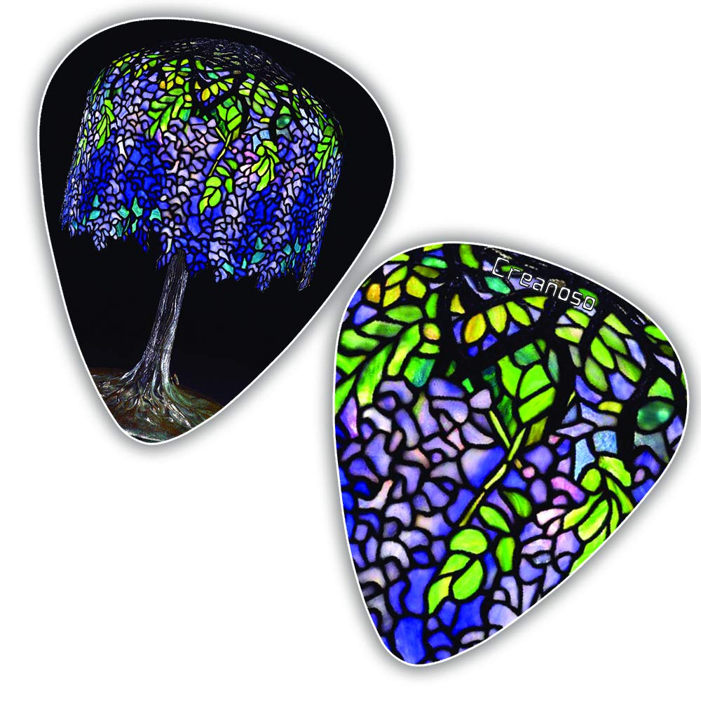 Creanoso Tiffany Stained Glass Famous Art Guitar Picks (12-Packs)- Cool Guitar Picks for Men Women - Stocking Stuffers Mom Dad B