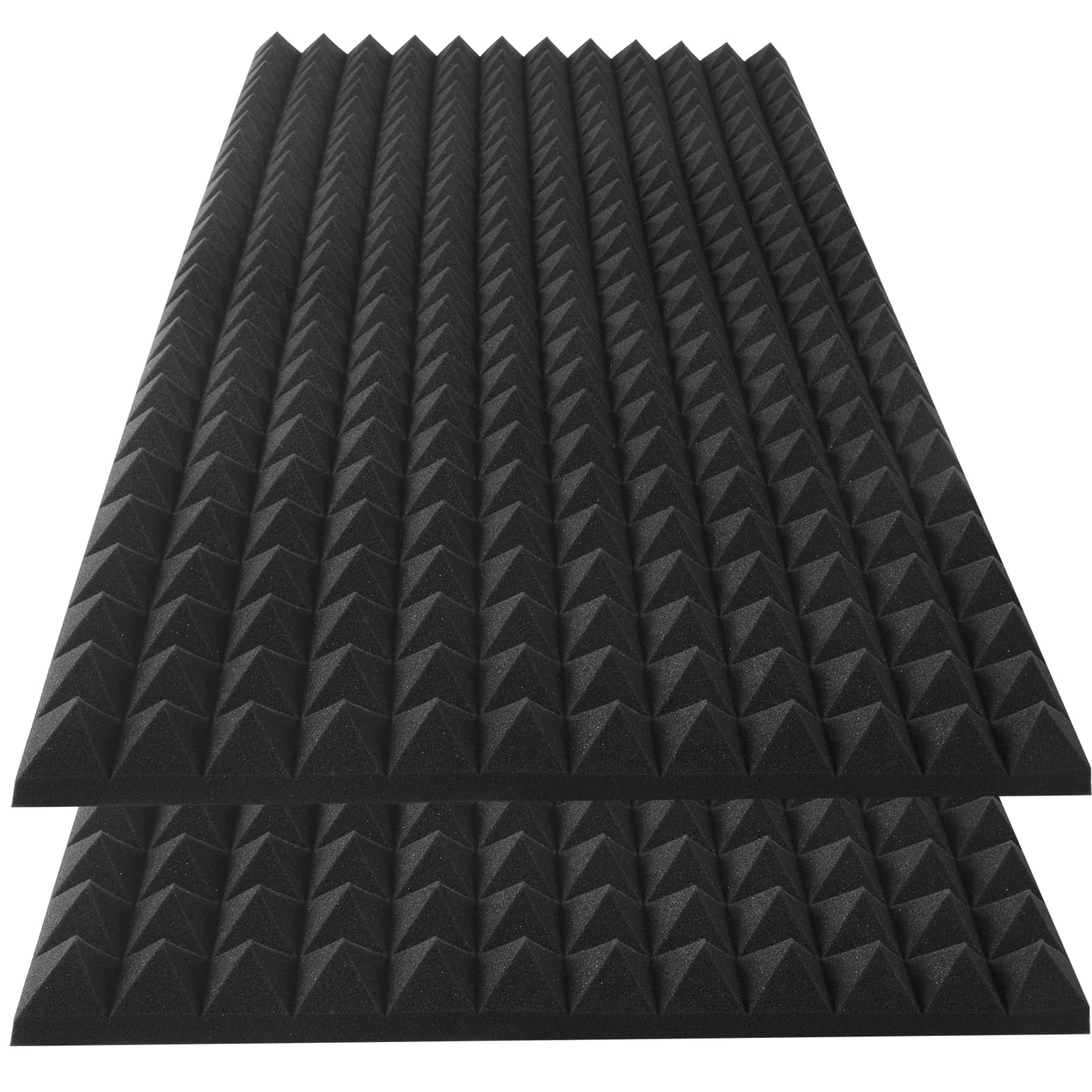 Hwliyutai 2 Pack Pyramid Acoustic Foam Panels, 48 X 24 X 2'' Sound Absorbing Panels High Density Studio Wedge Tiles Fire Resista