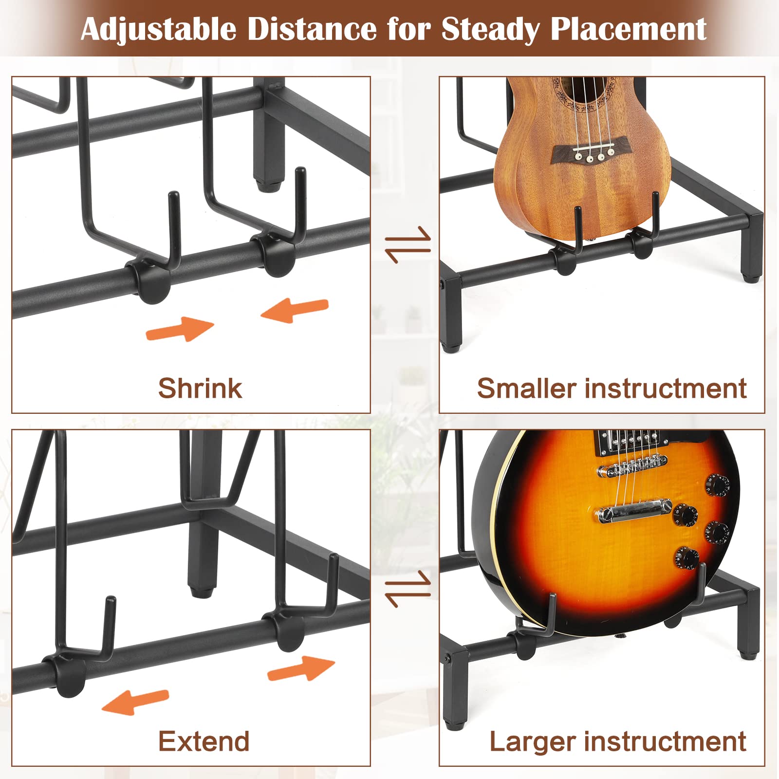 Bikoney Guitar Stand 5-Tier for Acoustic, Electric Guitar, Bass, Guitar Rack Holder Floor Adjustable for Multiple Guitars, Guita
