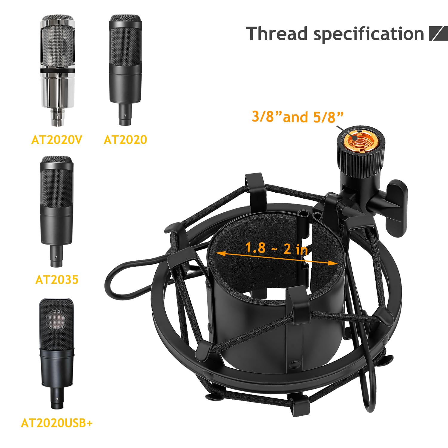 AT2020 Mic Stand with Shock Mount and Pop Filter, Suspension Scissor Boom Arm with Upgraded Heavy Duty Clamp for Audio Technica