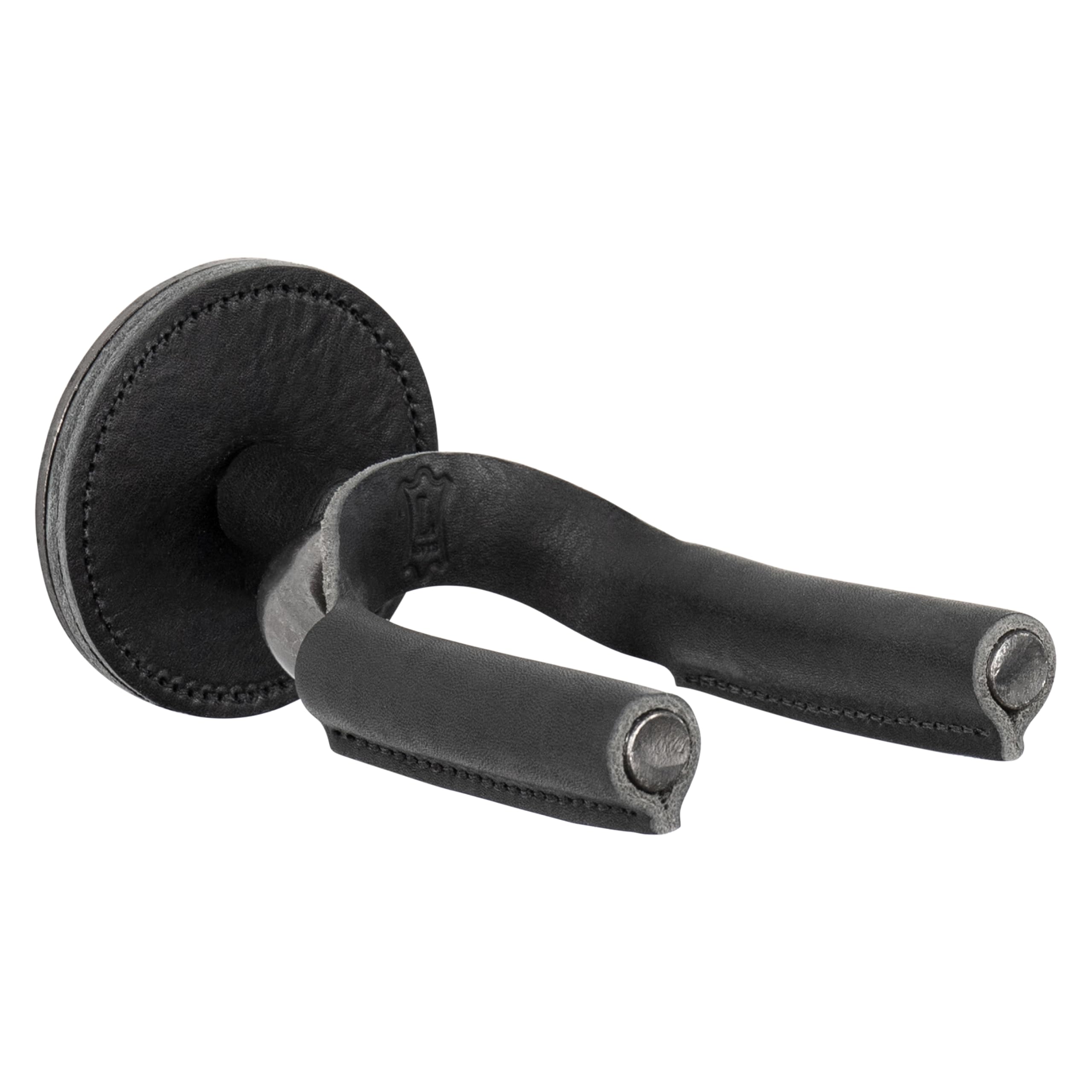 Levy's Leathers Forged Steel Guitar Hanger, Smoked Metal with Black Veg-Tan Leather Yoke Wraps (LVY-FGHNGR-SMBK)