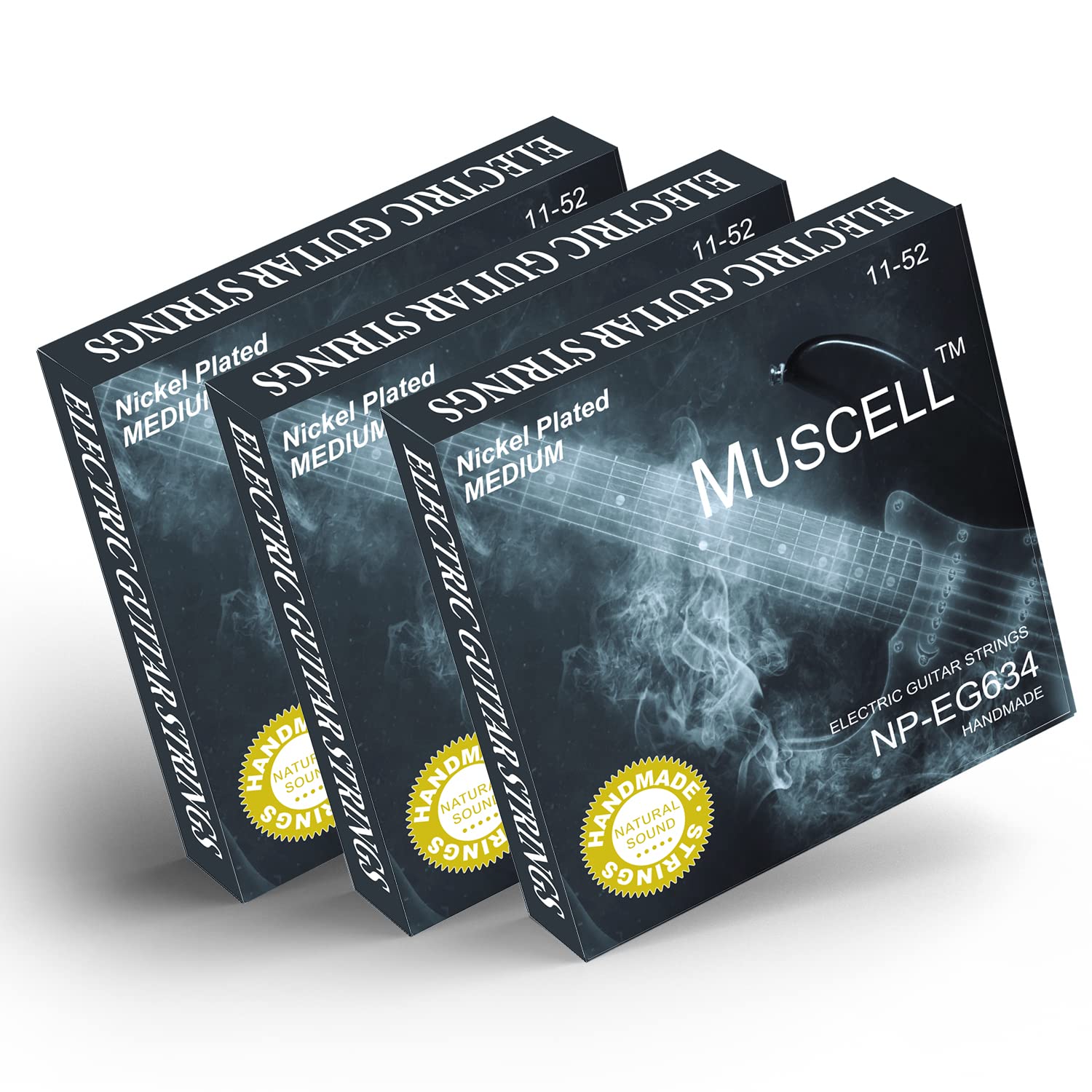 Muscell Electric Guitar Strings Handmade Nickel Plated Hex Core Steel Colorful Ball End-3 Packs-6 String-Medium 11-52