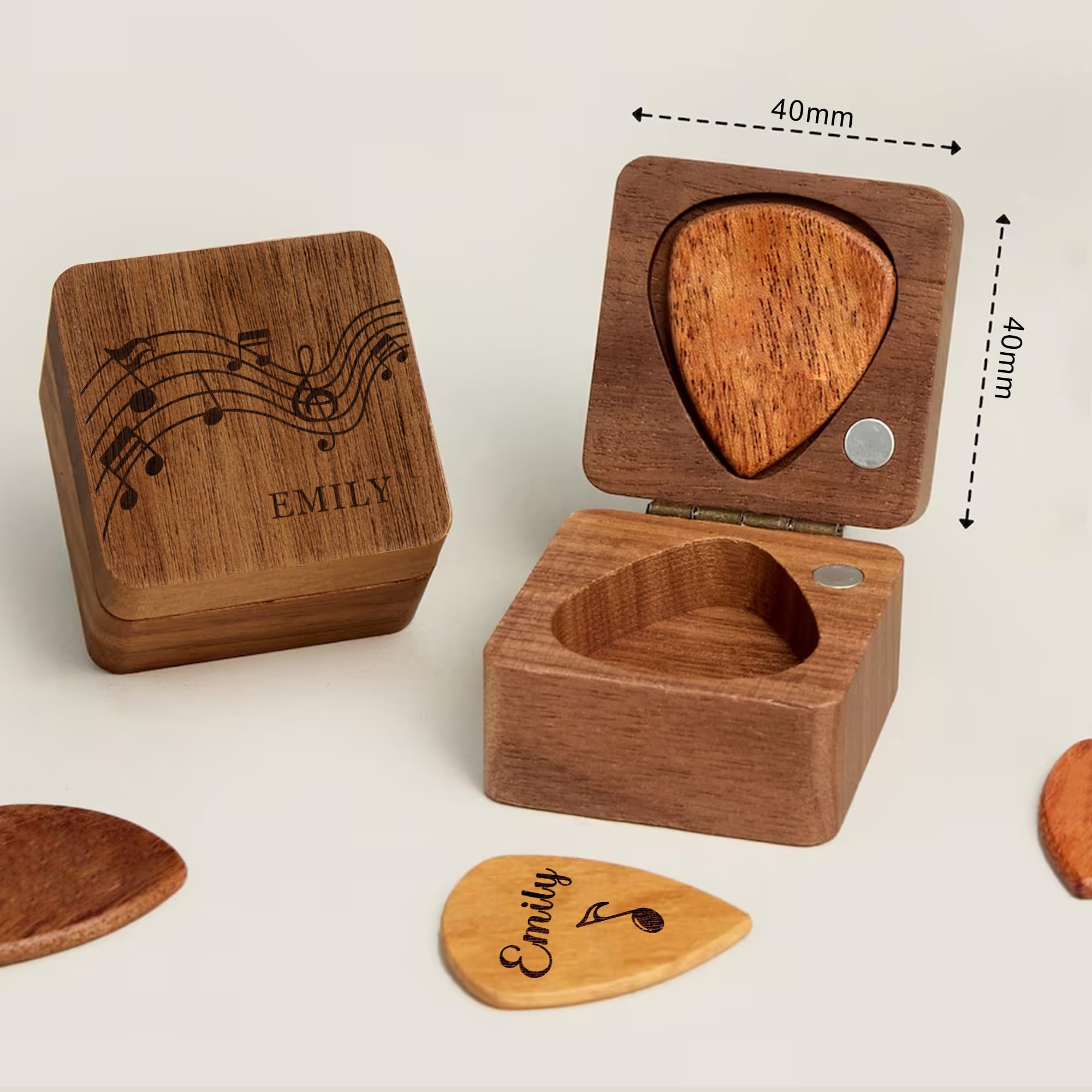 Personalized Guitar Pick Holder Personalized Gifts Engraved Wooden Guitar Picks Holder Custom Guitar Pick Case Box Gifts for Men