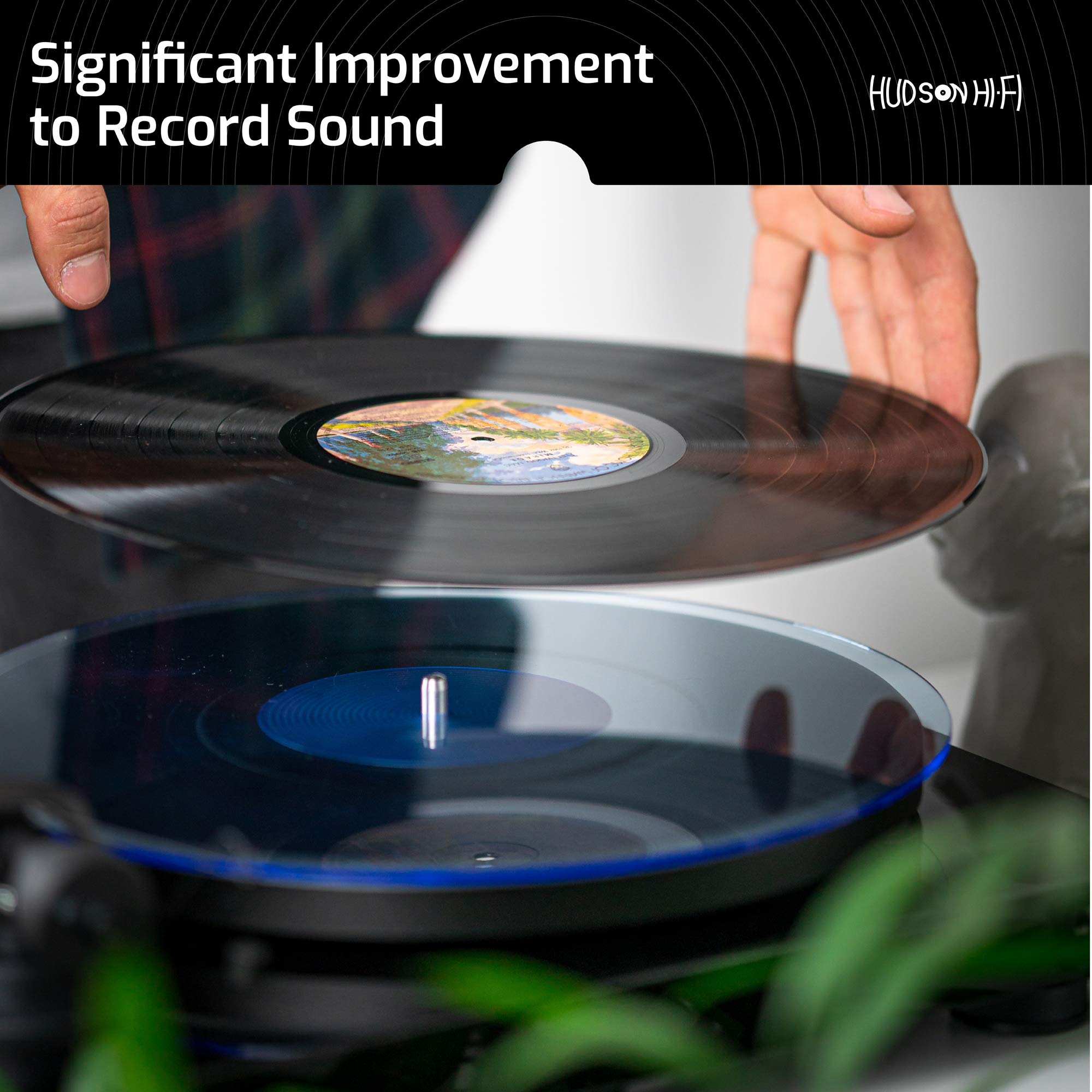 Acrylic Turntable Mat - 11.75'' BlueLit Vinyl Record Acrylic Mat - Precision Machined Acrylic Turntable Platter Mat w/Record Lab