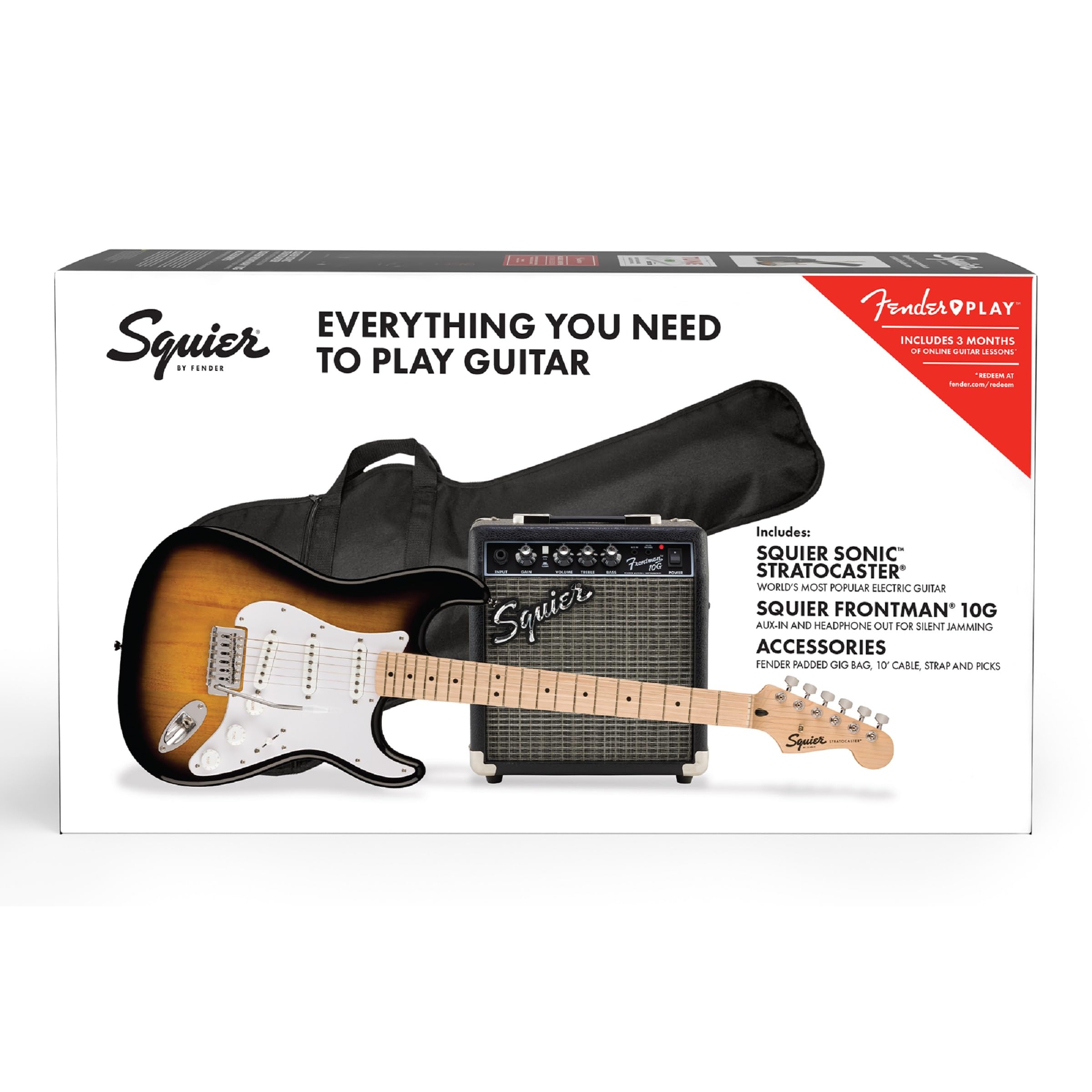 Squier Sonic Series Stratocaster Pack - 2-Color Sunburst