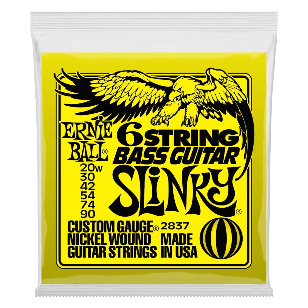 Ernie Ball 6-String Short Scale Bass Slinky Nickel Wound Electric Guitar Strings, 20W-90 Gauge (P02837)