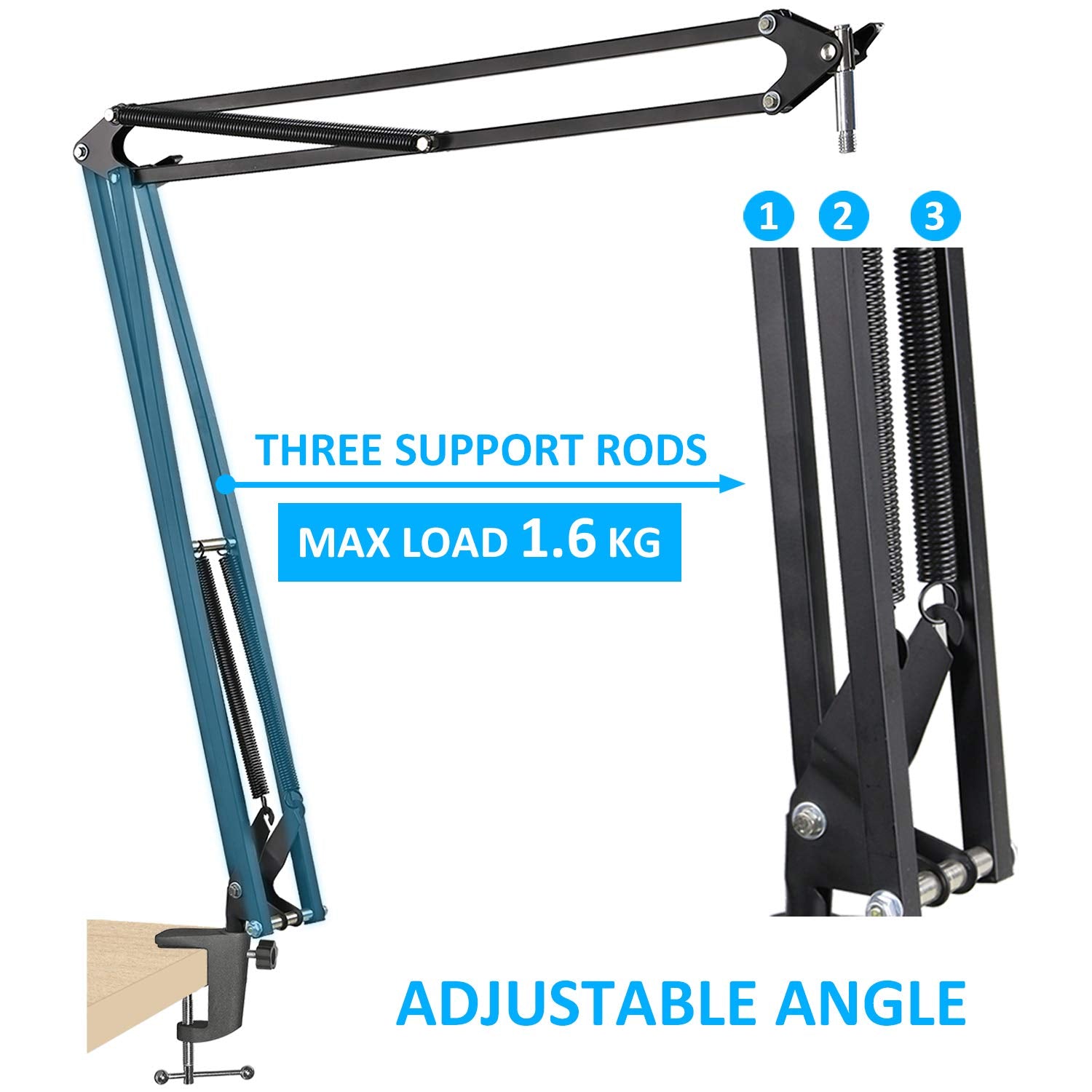 20+18.5in Rode Podmic Stand with Pop Filter, Professional Boom Arm and Windscreen for Rode PodMic Cardioid Dynamic Podcasting Mi