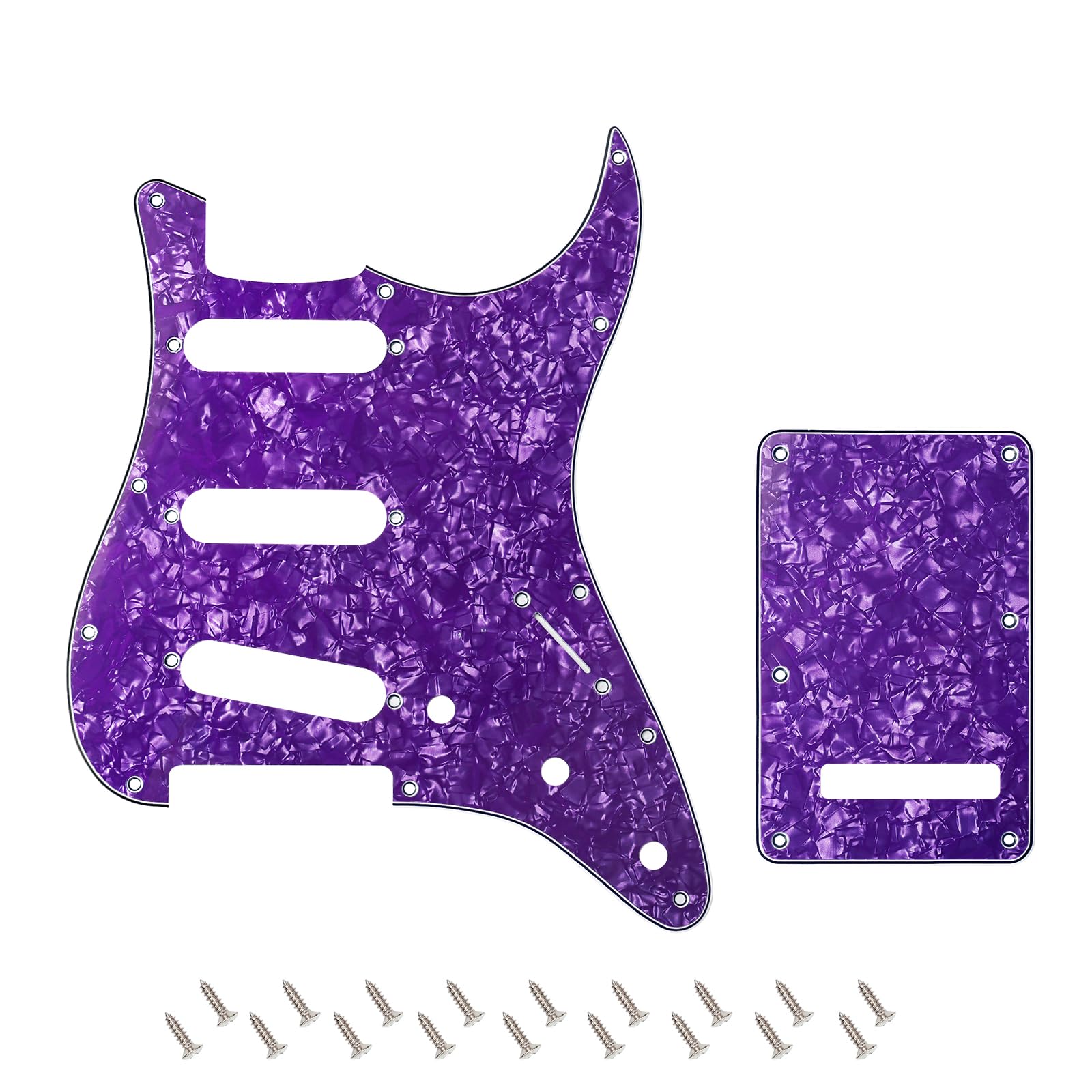 Banworks 4 Ply Strat SSS Pickguard 11-Hole Pickguard Scratch Plate with Backplate 6-Hole Trem Tremolo Cover Set for USA/Mexican 