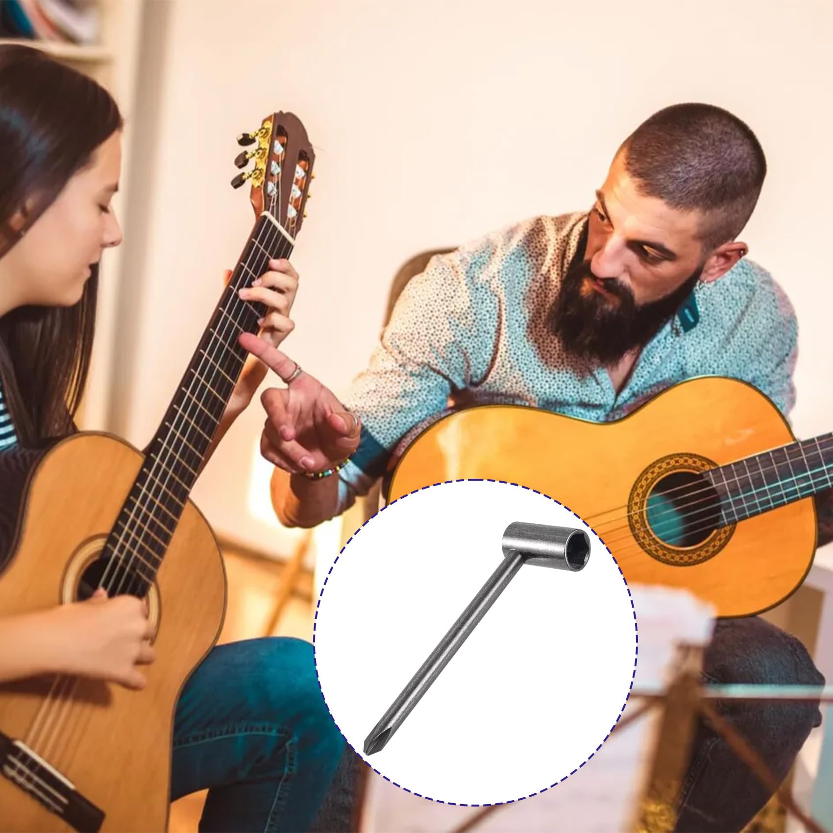 SmallCat Guitar Truss Rod Wrench, 5/16 Inch Guitar Repair Adjustment Wrench with Cross Screwdriver, Black Guitar Neck Repair Acc