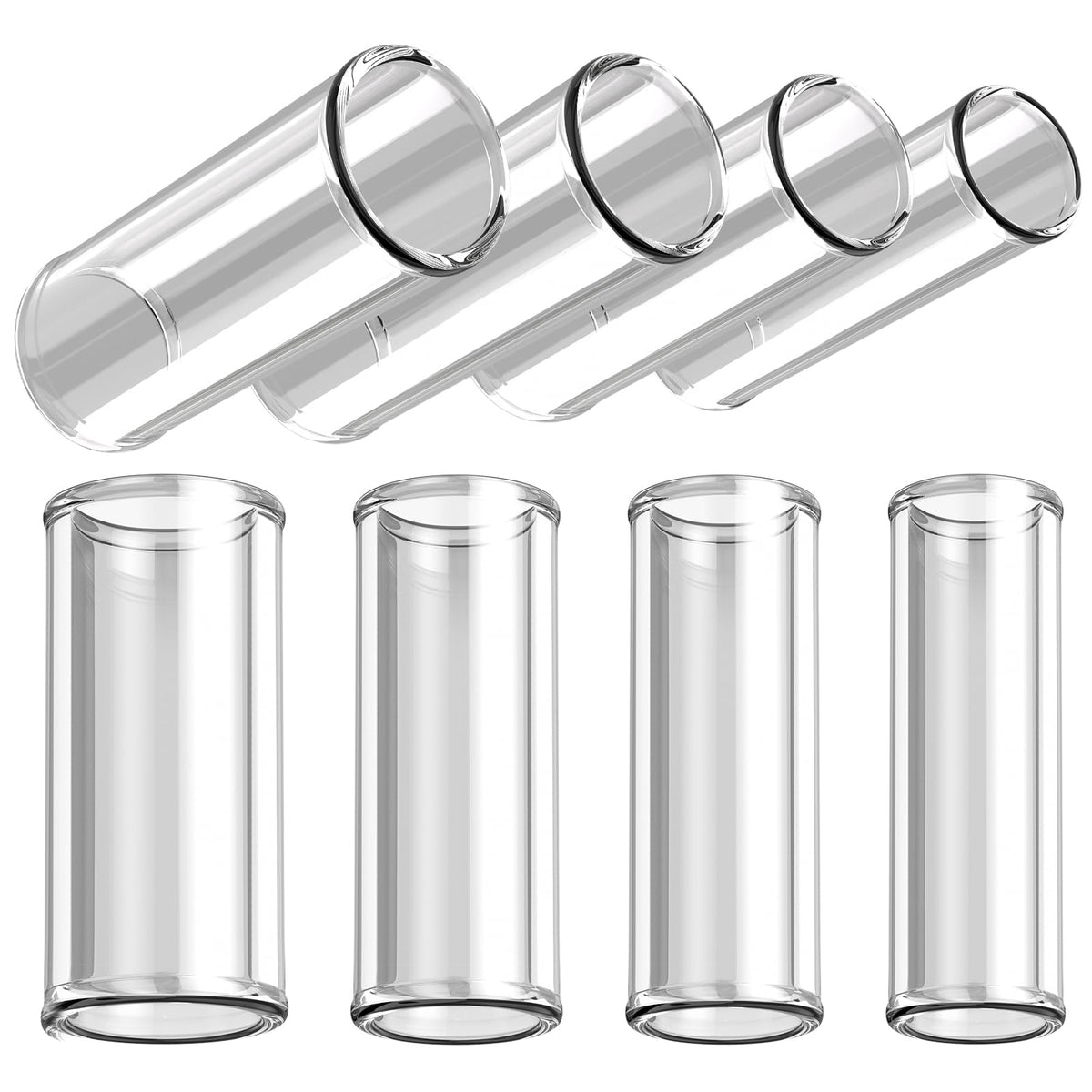 Lifehim Multisize Glass Guitar Slide Set Of 8 - Glass Guitar Slides For Electric And Acoustic, Include Guitar Slides Large Small
