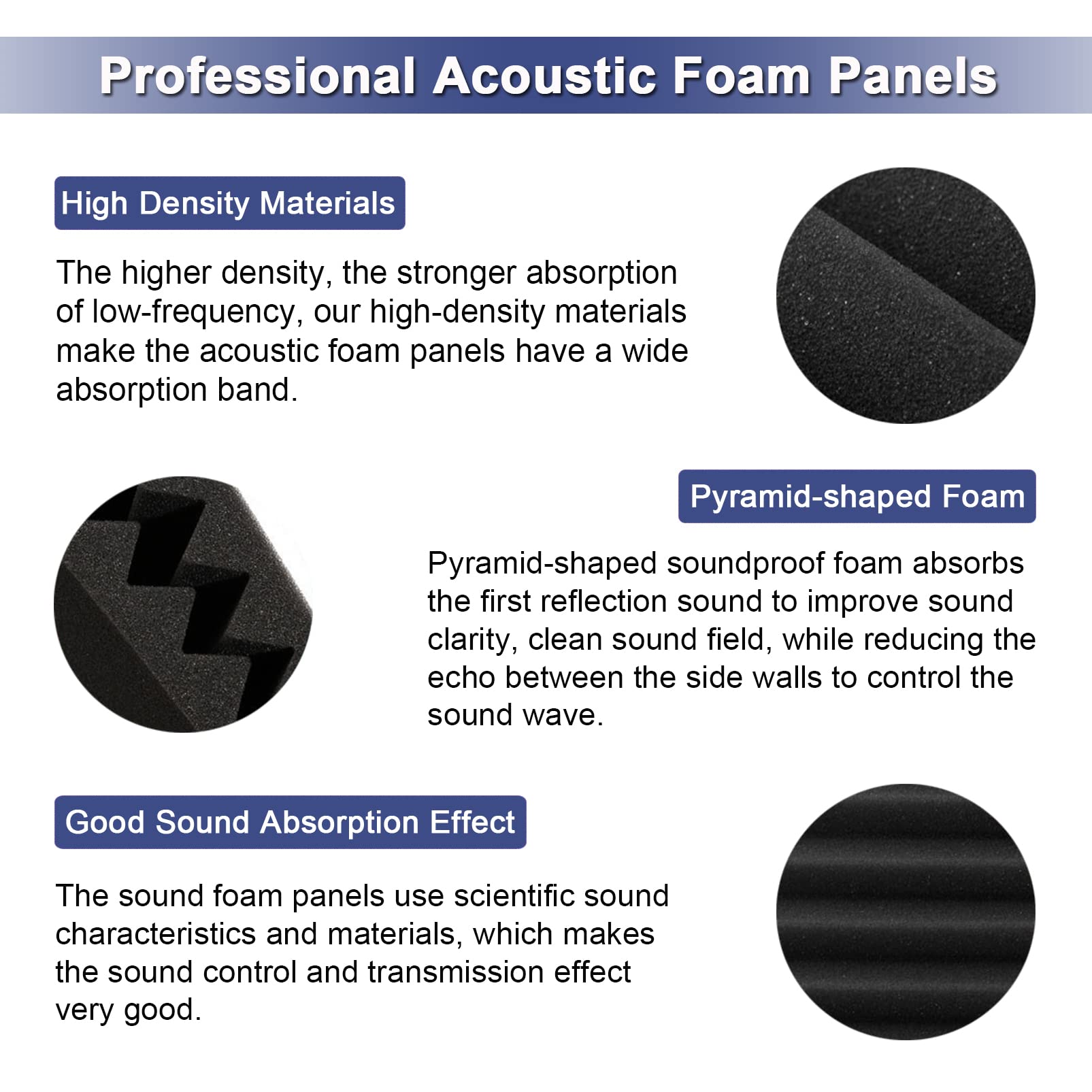 WENGWEI 52 Pack Acoustic Foam Panels,1'' x 12'' x 12''Acoustic Wedge Studio Foam Sound Absorption Wall Panels (Black)