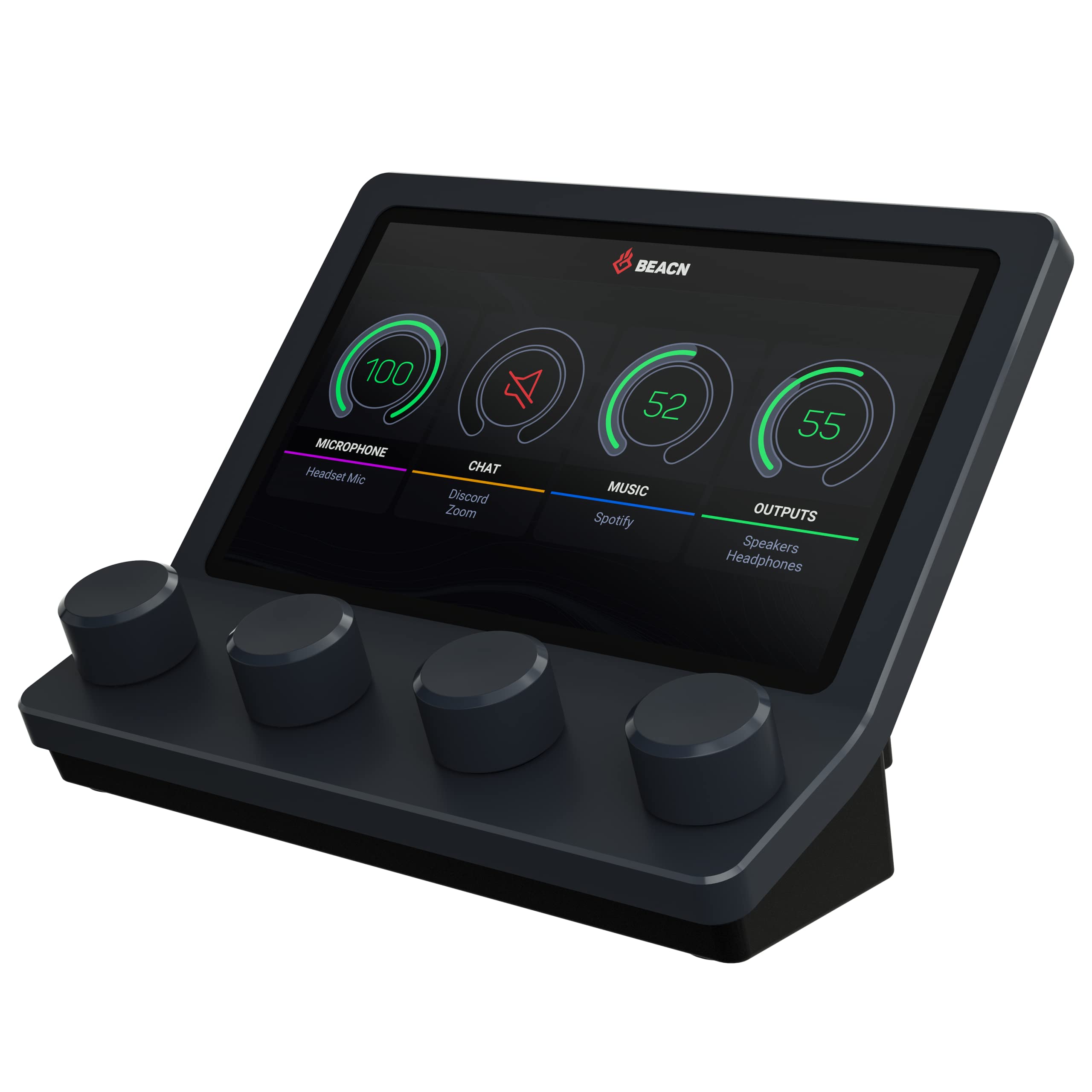 BEACN Mix - USB C Windows Audio Controller with a Beautiful 5    Color Display and 4 Smooth Push-Button encoders for Streaming, 