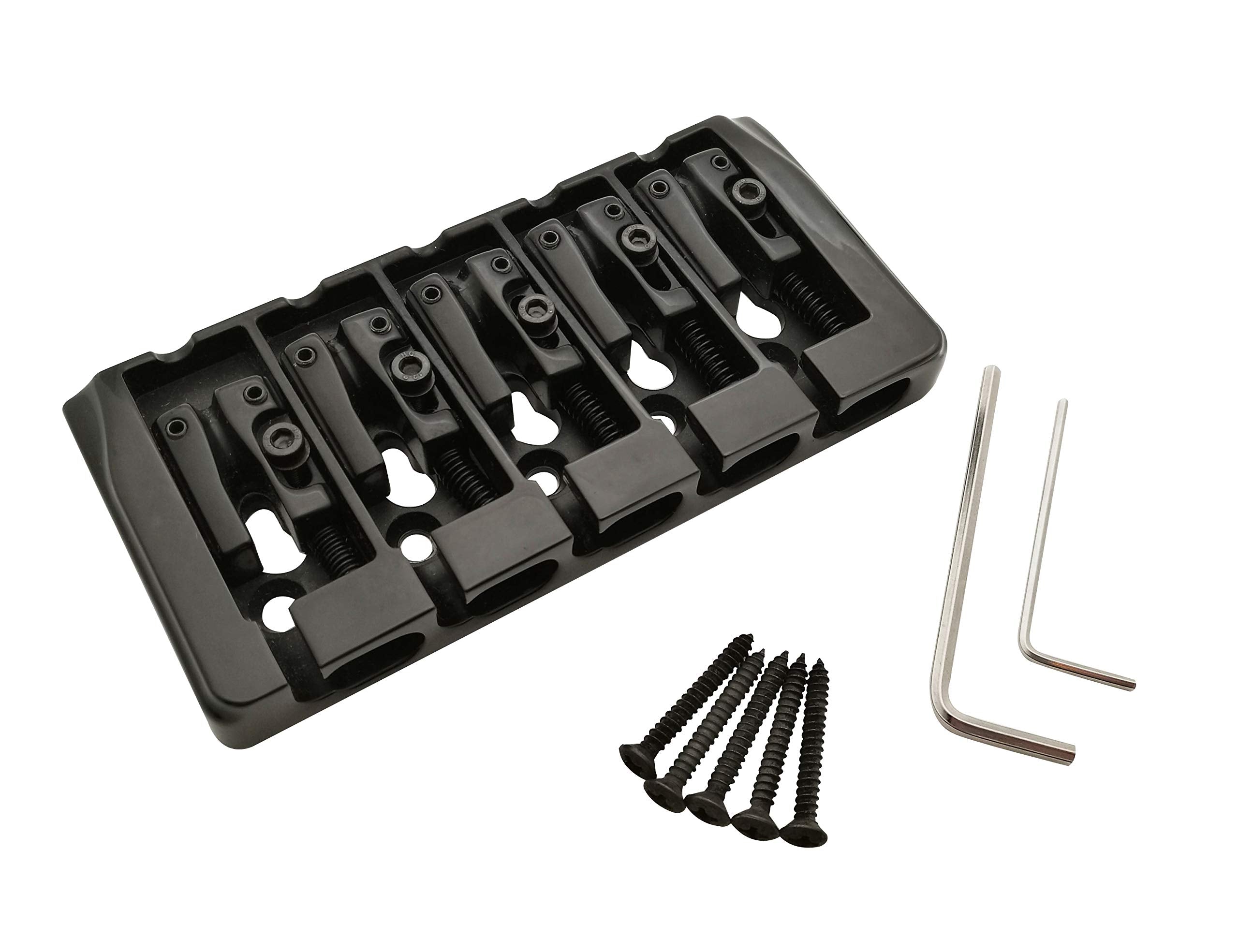 Guyker 5 String Bass Bridge With Locking Zinc Saddles - Dual Load Type A Bridges String Space 19Mm Replacement For Jazz Bass Or