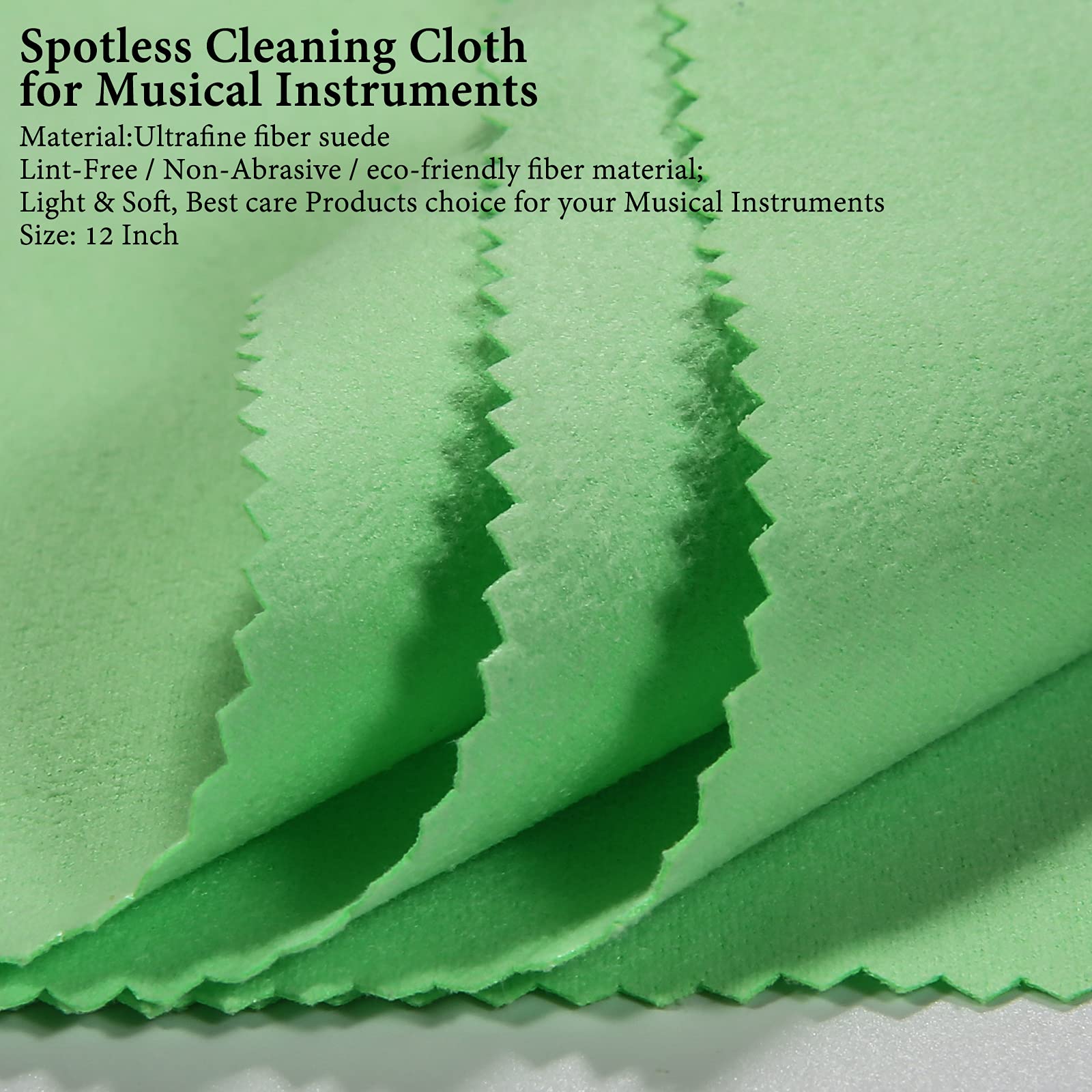 Hricane 4-Pack 12''x12'' Guitar Cloths Ultrafine fiber suede Plush Polishing Cloths for Musical Instruments Premium Polishing &