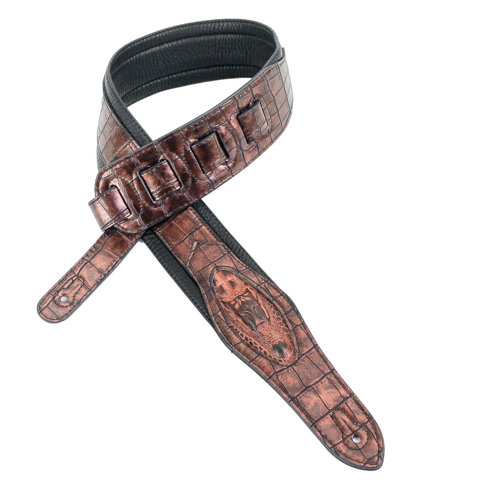 Walker & Williams SF-08 Metallic Bronze Textured Alligator Pattern Strap with Gator Head