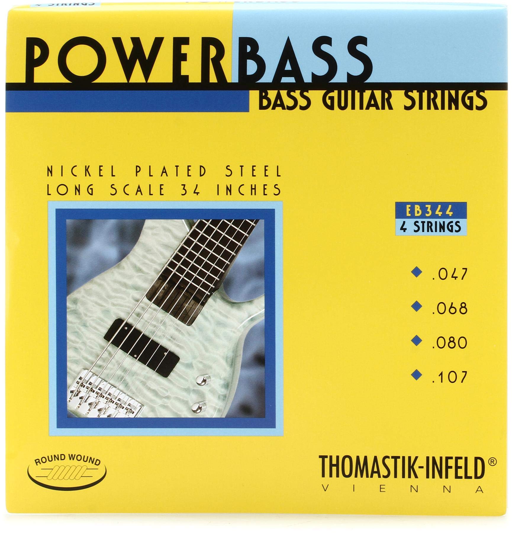 Thomastik-Infeld Eb344 Bass Guitar Strings: Power Bass 4 String Magnecore Set G, D, A, E Set