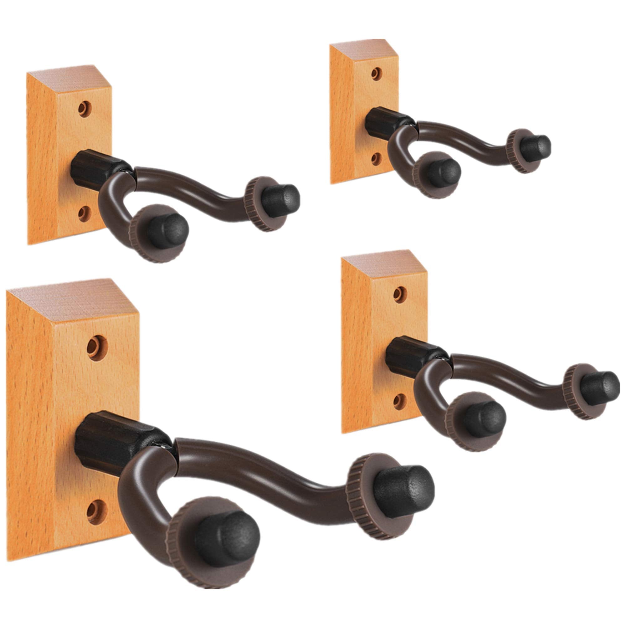 CC CAIHONG Guitar Wall Mount Hanger 4 Pack, Hardwood Guitar Wall Hangers Hooks Holder Stand Display with Screws - Easy to Instal