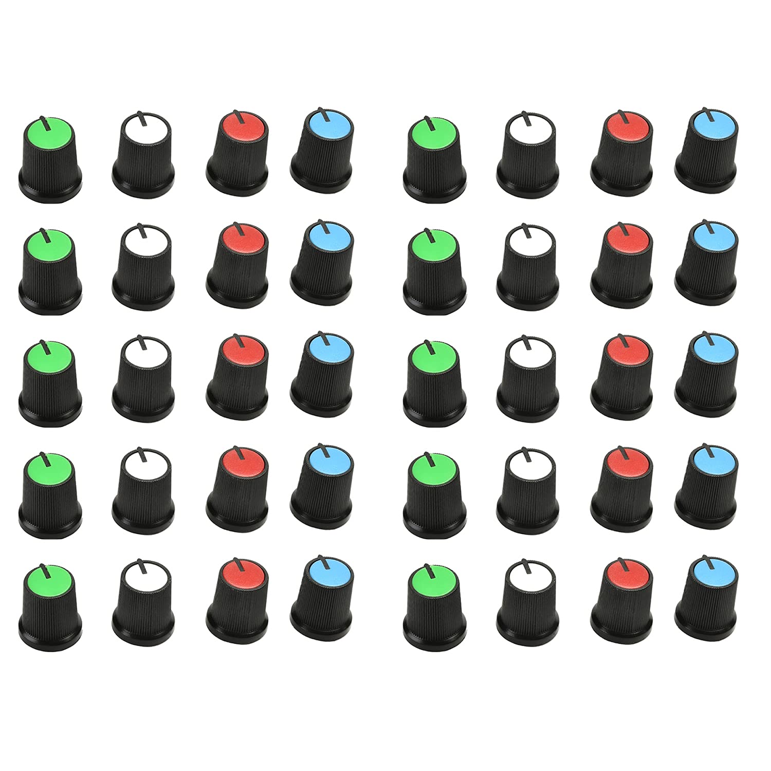 Fielect 60Pcs Potentiometer Control Knob 6Mm Potentiometer Volume Control Rotary Knob Cap 15X15Mm Rotary Potentiometer Knob Cap