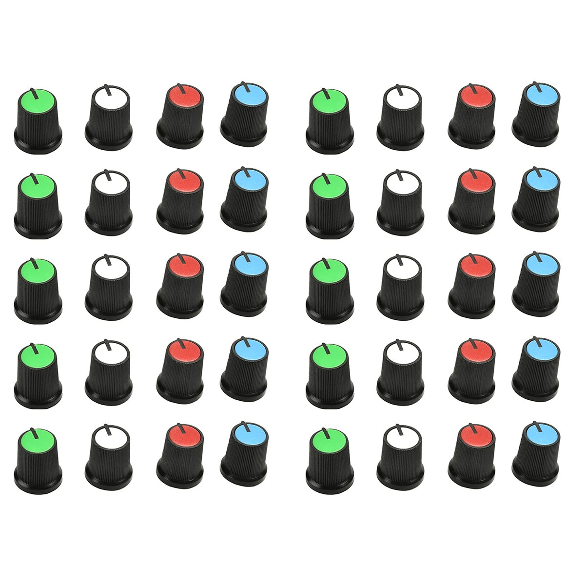 Fielect 60Pcs Potentiometer Control Knob 6Mm Potentiometer Volume Control Rotary Knob Cap 15X15Mm Rotary Potentiometer Knob Cap