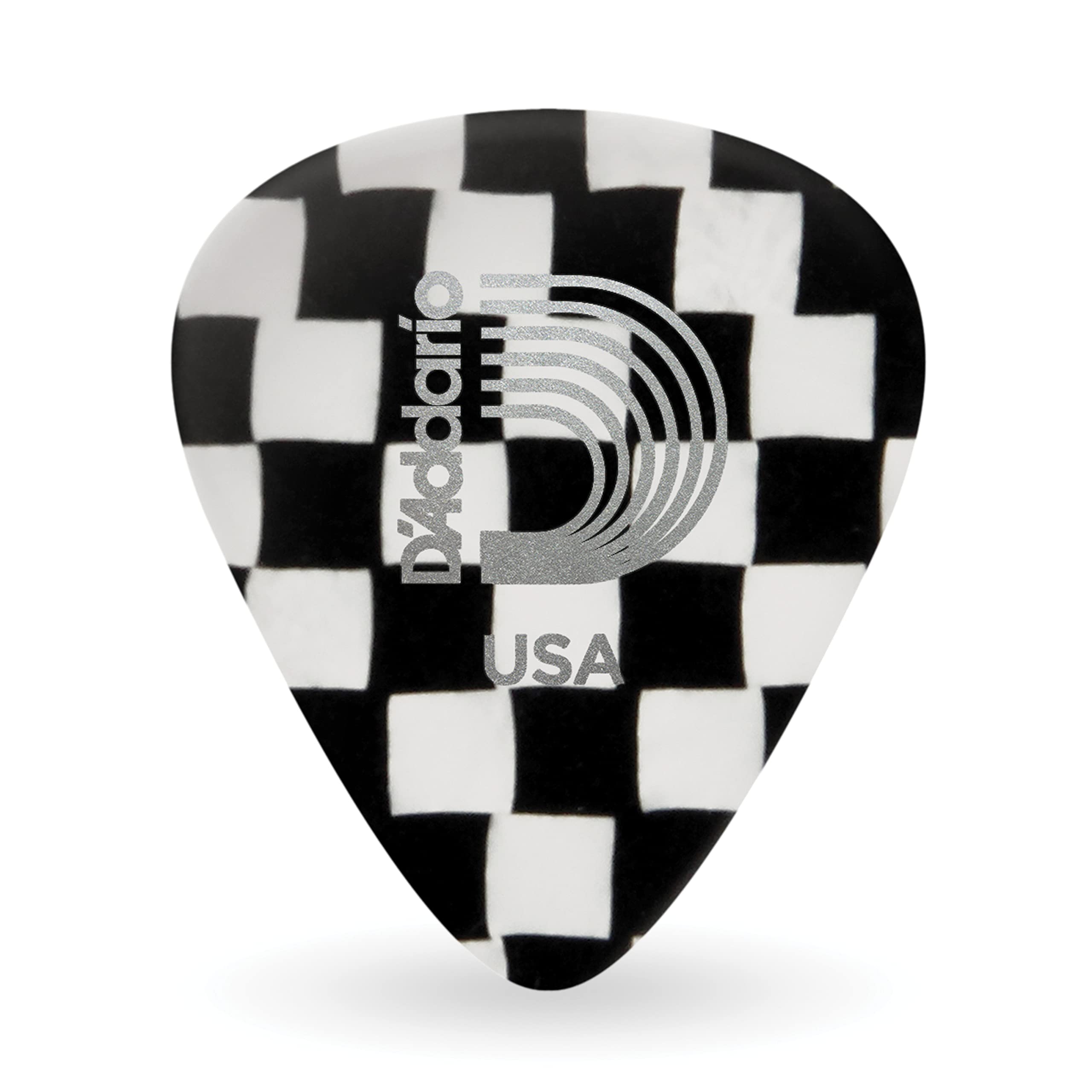 Daddario Accessories Checkerboard Celluloid Guitar Picks, Extra Heavy, 25 Pack