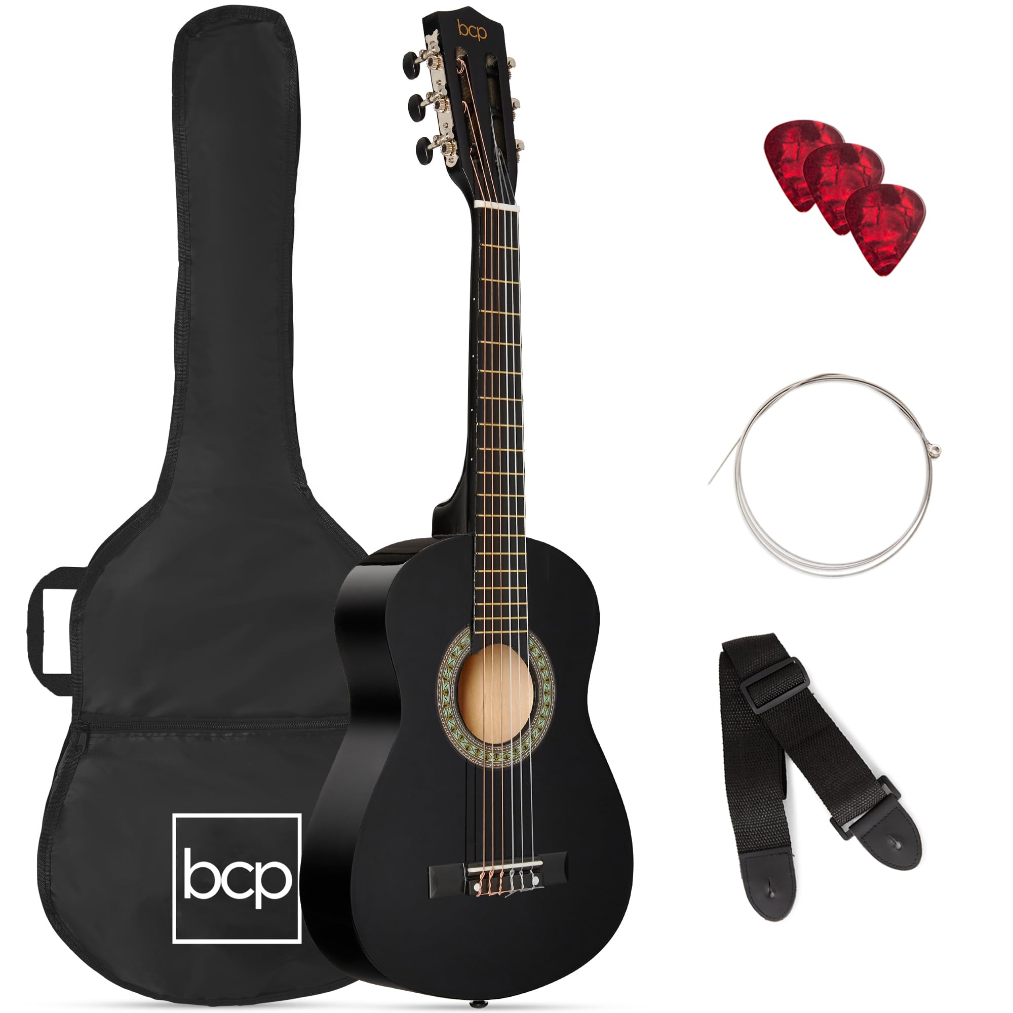 Best Choice Products 30In Kids Acoustic Guitar Beginner Starter Kit With Strap, Case, Strings - Black