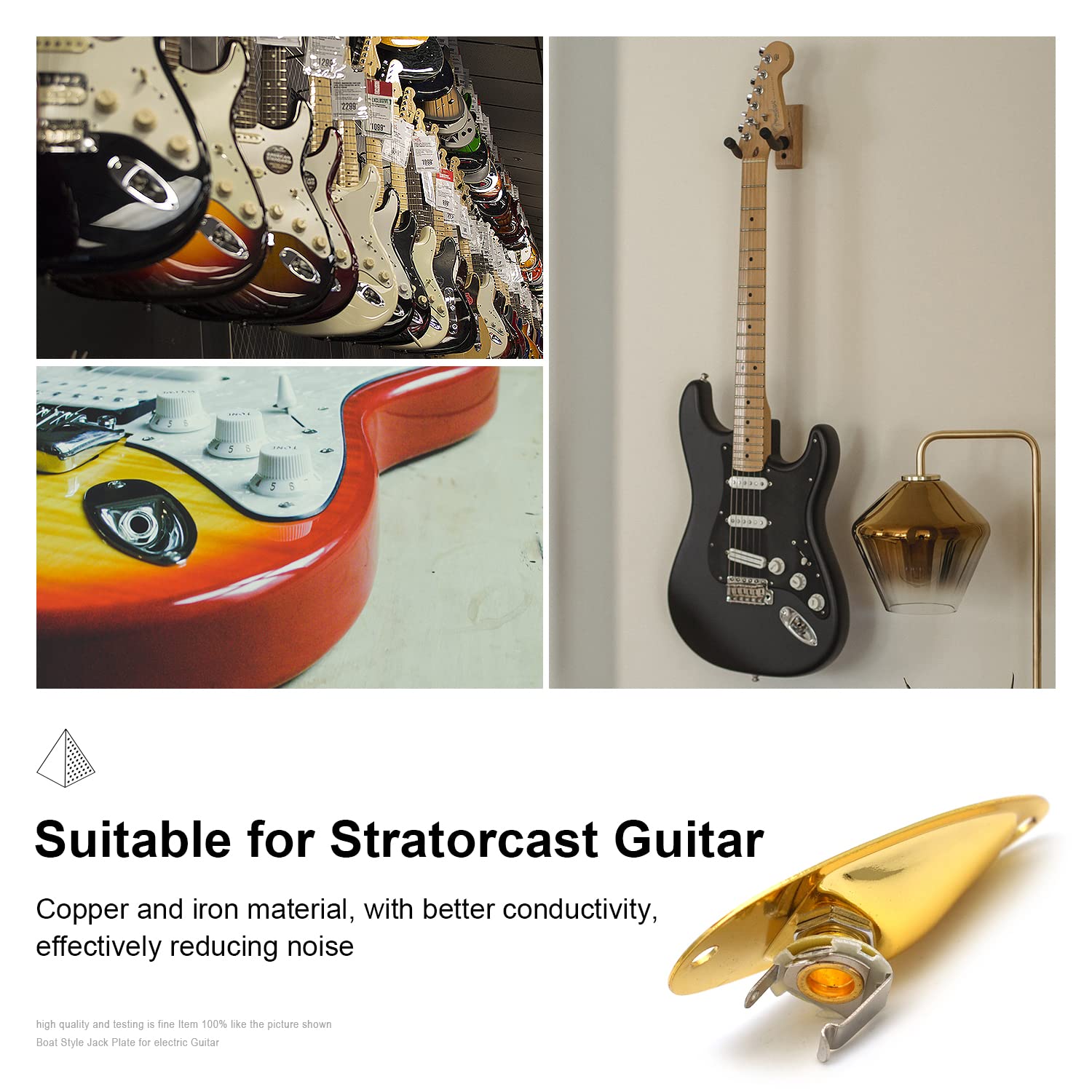 MAXCHEER Guitar Input Jack Socket Plate Output Loaded Boat Style 1/4 Inch with Screws for Fender Stratocaster Strat St Mono Elec