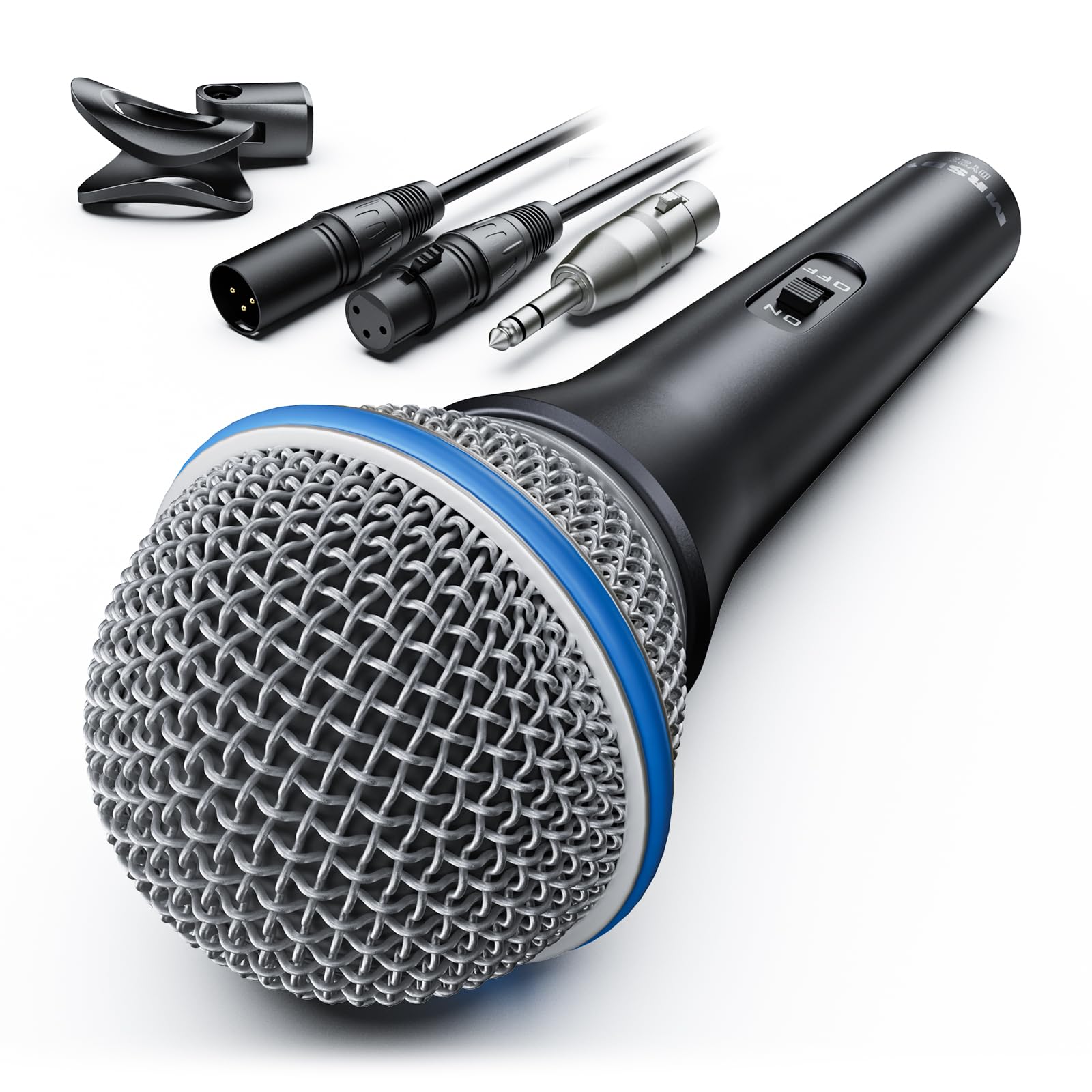 MRSDY Wired XLR Microphone, Metal Handheld Cardioid Dynamic Mic for Singing, Stage, Studio, Karaoke, with On/Off Switch, 16.4ft 
