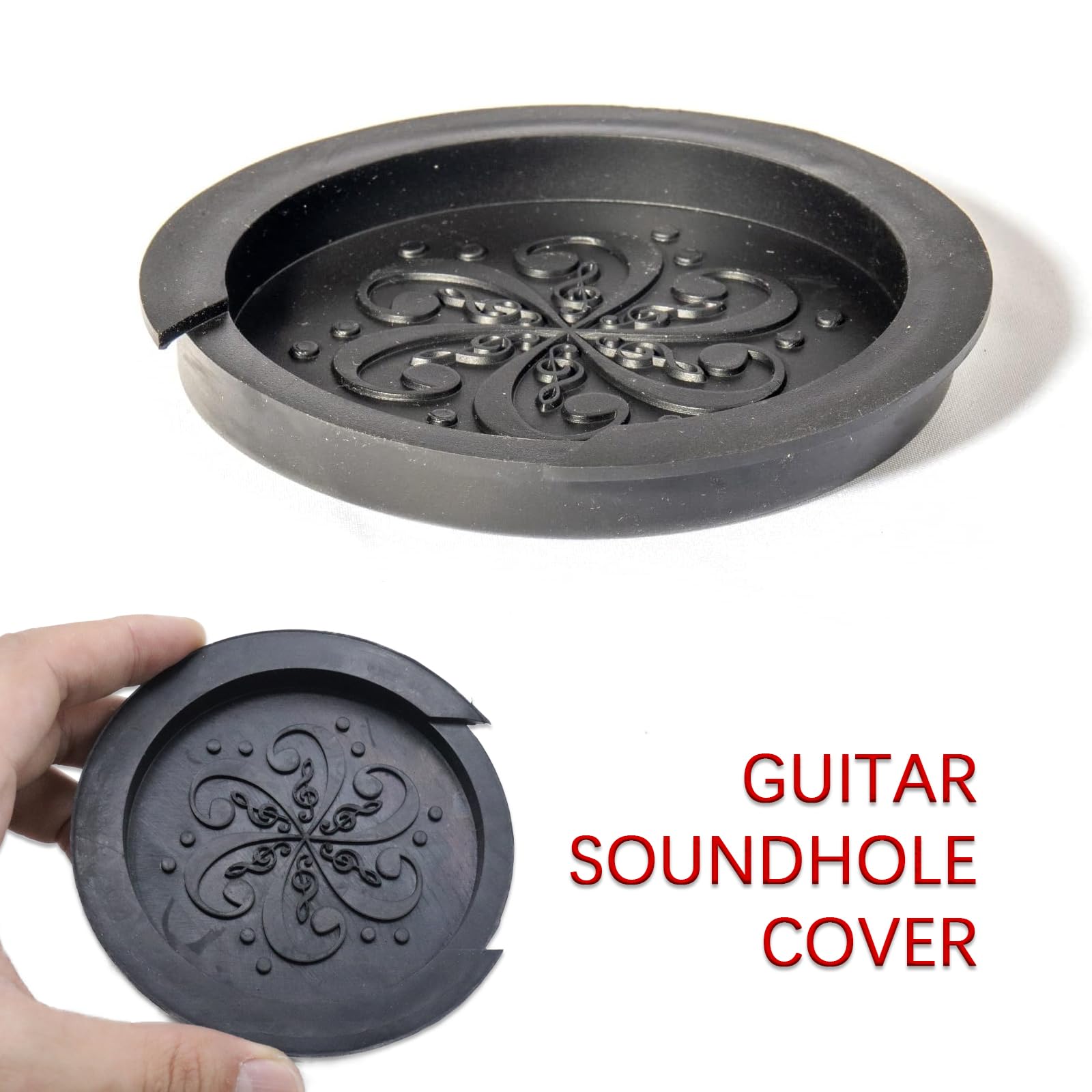 Cheerock Acoustic Guitar Mute & Soundhole Cover, 2-Pack Rubber Effective String Silencer & Feedback Buster, Compatible with 4-In