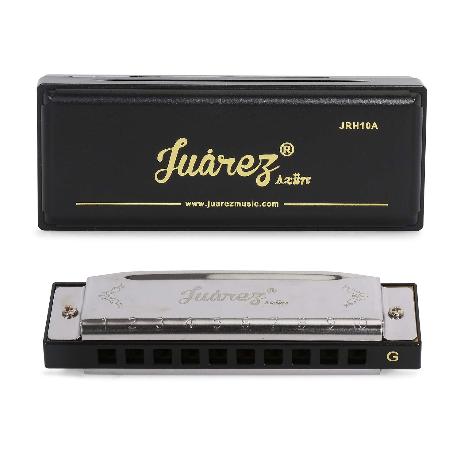 Juarez Jrh10A-G Diatonic Professional Blues Harmonica Key Of G Scale | 10 Holes | Mouth Organ | Cover  Stainless Still | Comb - 