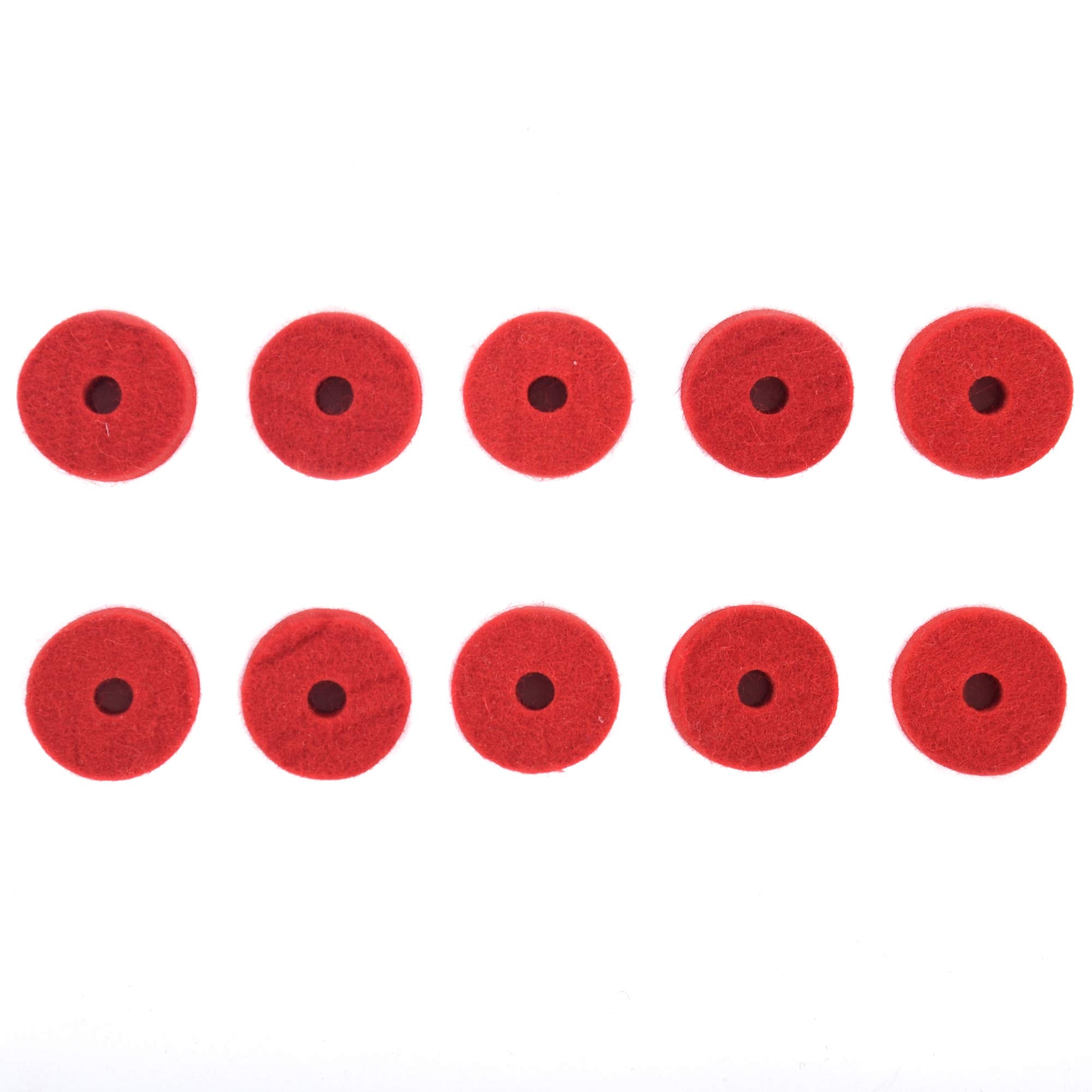 RED WOOL CYMBAL FELTS 10 PACK 1.5 X 0.5