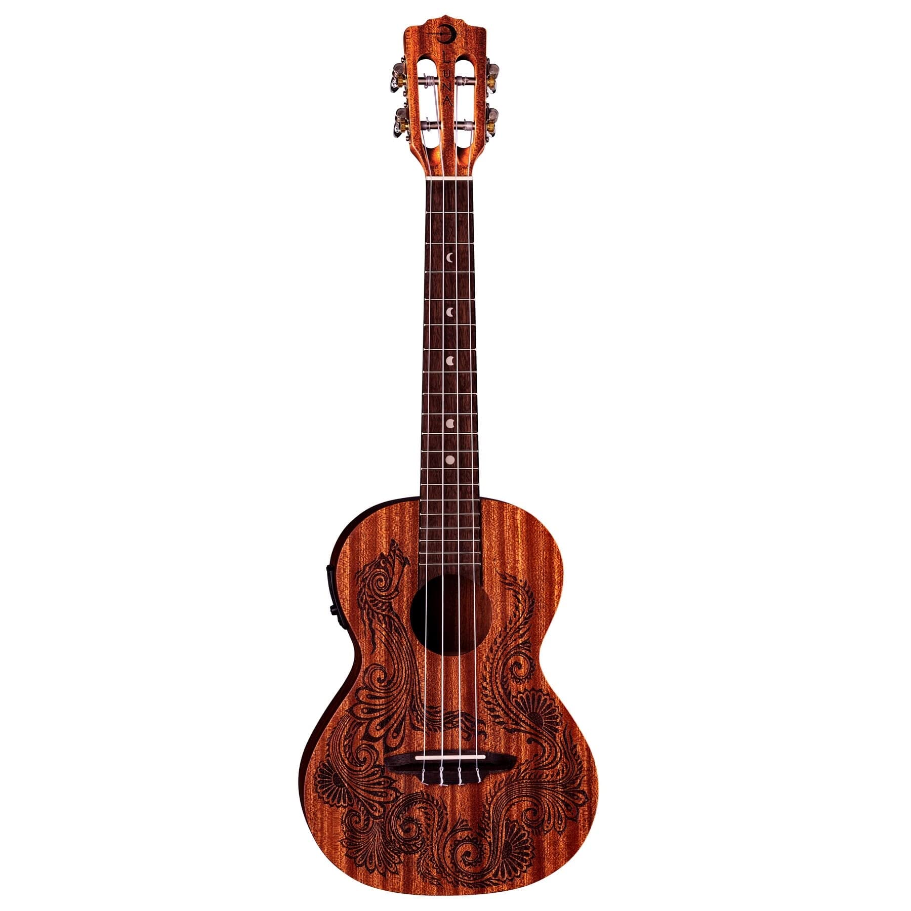 Luna Henna Dragon Mahogany Tenor Ukulele with Preamp and Gigbag