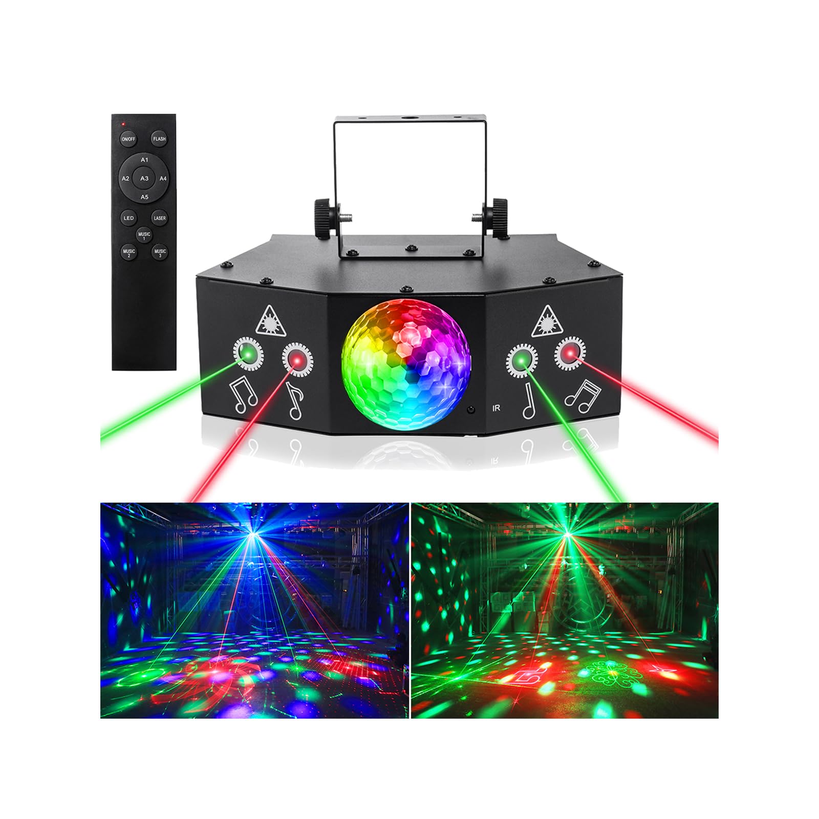 LAUCNPTY DJ Disco Ball Party Lights with DMX512 and Sound Activated, LED Stage Lighting Show Strobe Light for Parties Indoor Dan