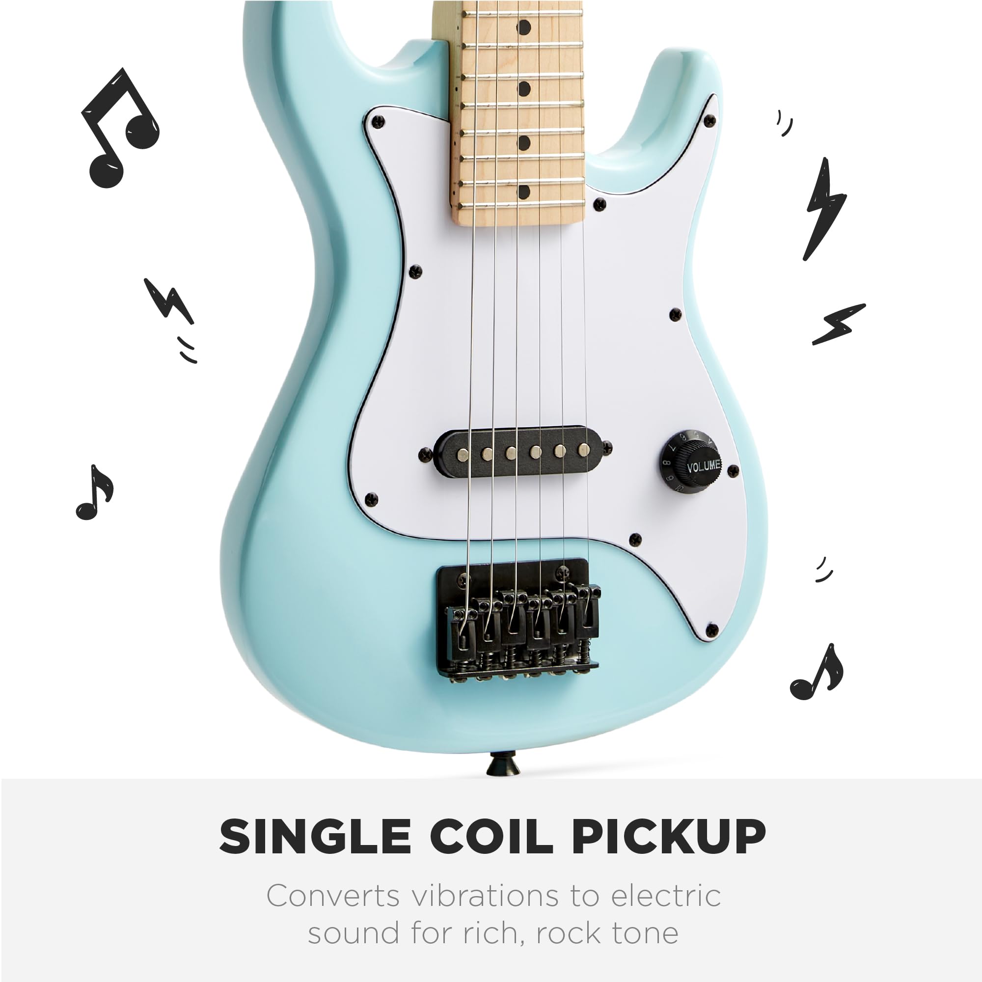 Best Choice Products 30in Kids Electric Guitar Beginner Starter Kit w/ 5W Amplifier, Strap, Gig Bag, Strings, Picks - Powder Blu