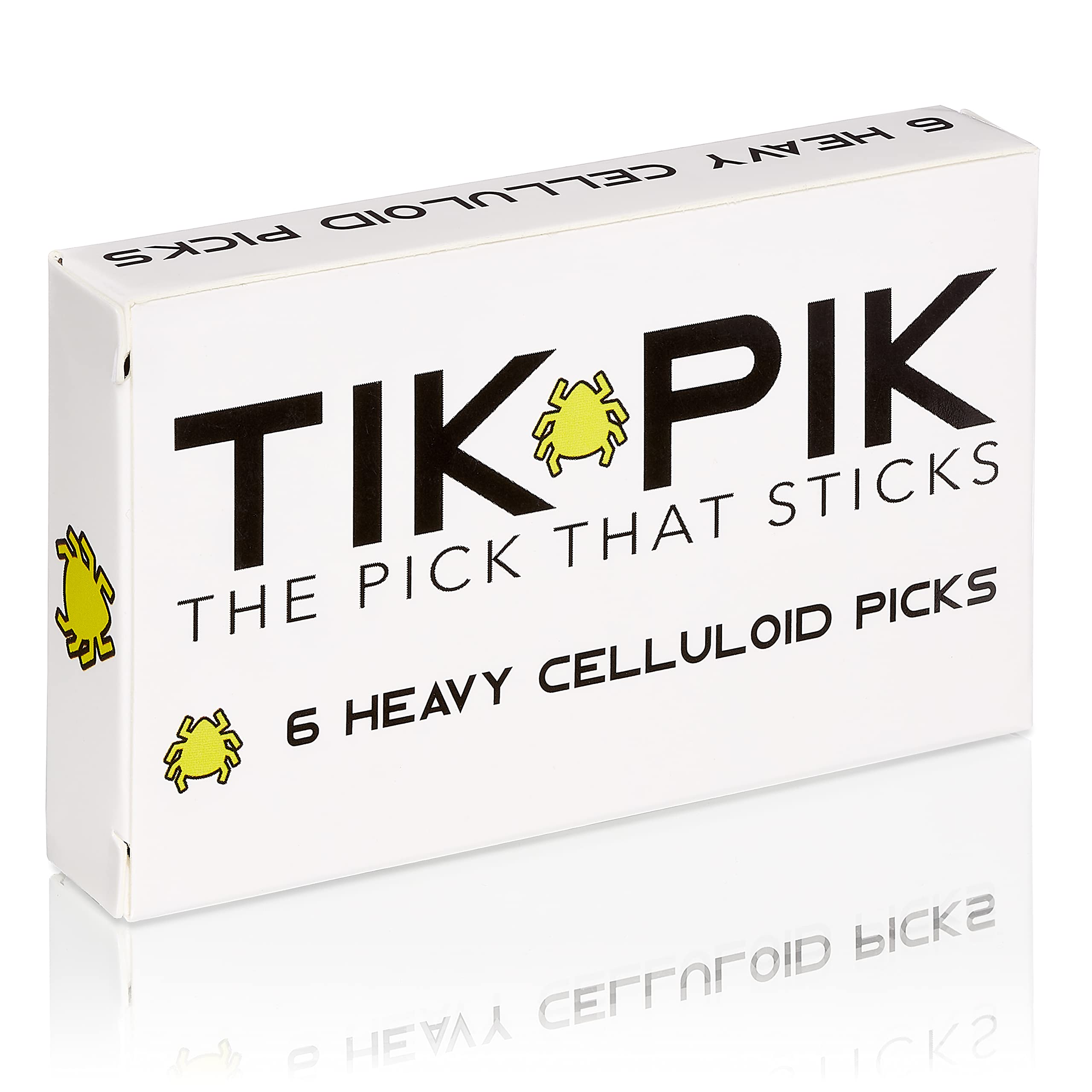 TIK PIK 6-Pack Guitar Picks for Acoustic & Bass Guitars | As Seen On Shark Tank | Black Heavy Gauge 0.96mm