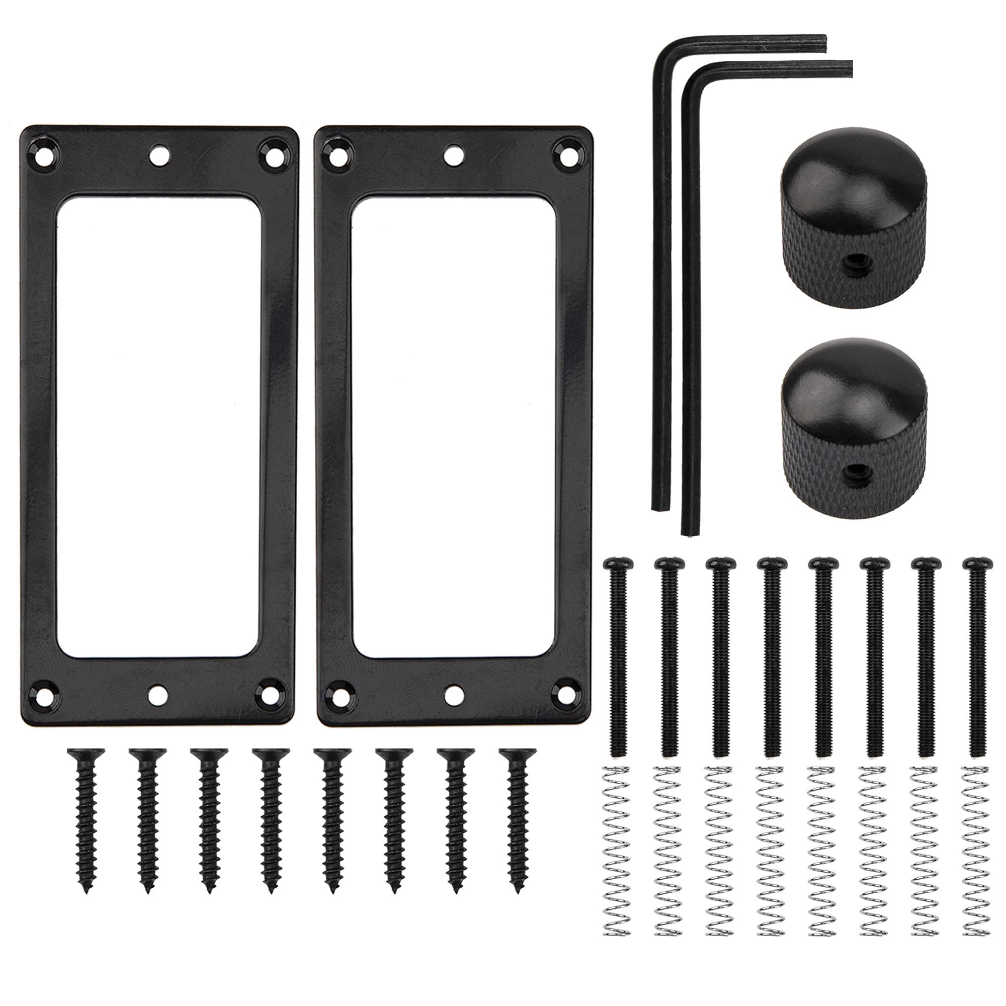 1Set Yootones Metal Flat Humbucker Cover Electric Guitar Pickup&Double Coil Pickup Frame Ring Mounting Screws Springs Suit&Elect