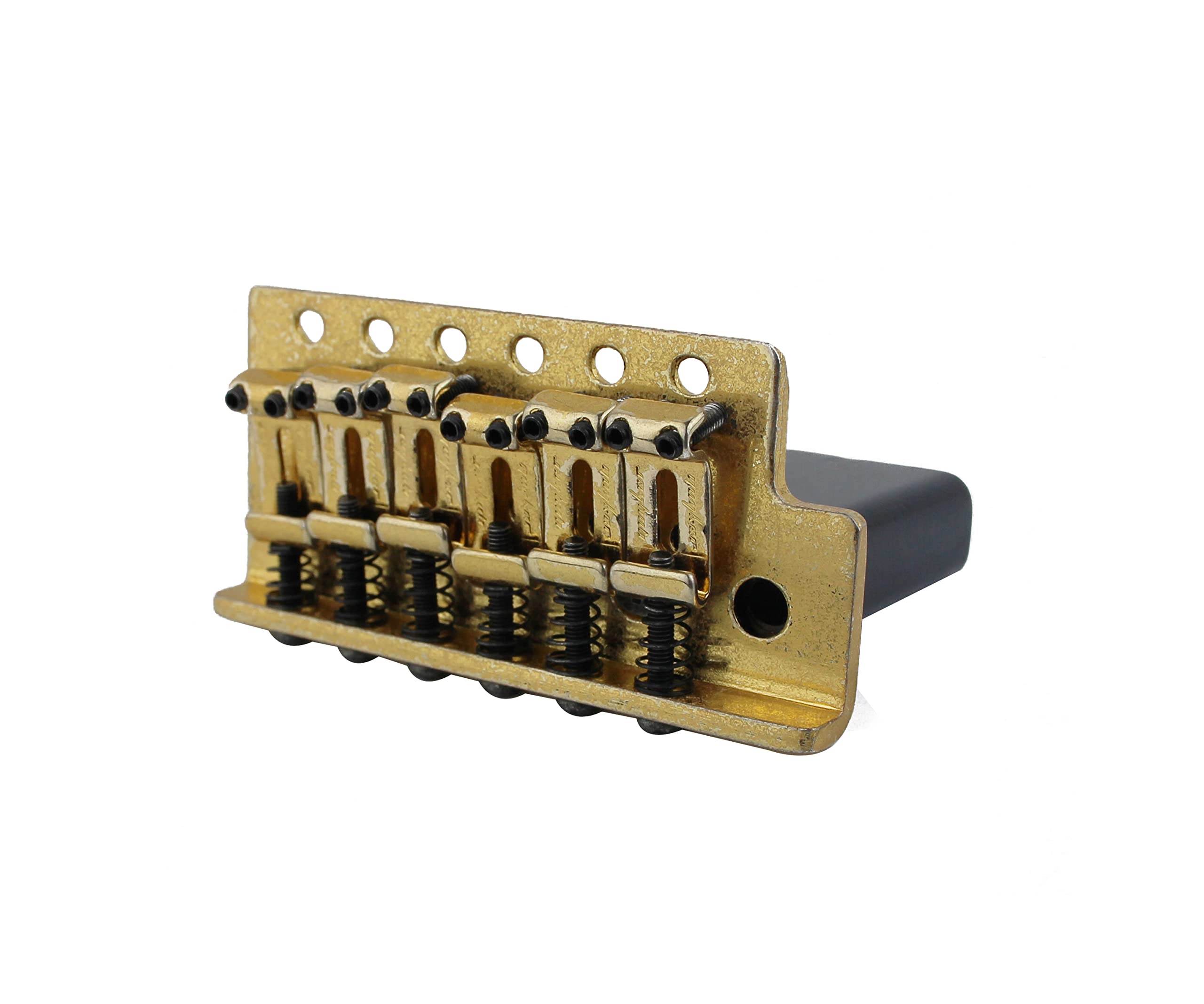 Guyker Tremolo Bridge Vintage Bent Steel Saddles Compatible with Start ST Electric Guitar (GK-1004, Gold Old)