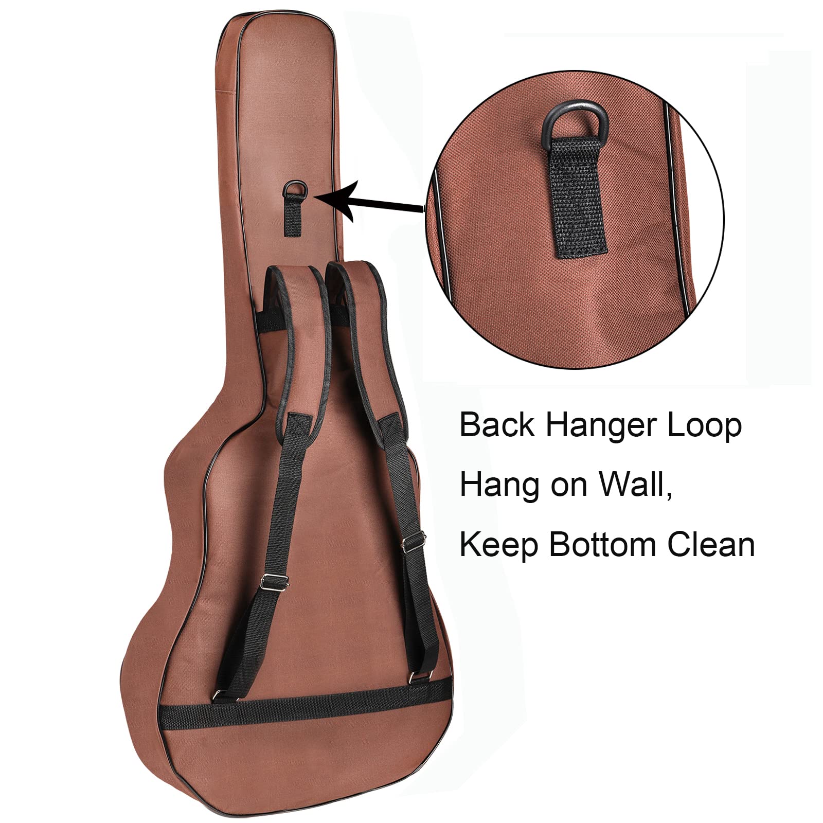 Bekith Acoustic Guitar Bag 40 41 42 Inches, 6 Pockets Guitar Case Waterproof Oxford Cloth Thick Sponge Pad, Dual Adjustable Shou