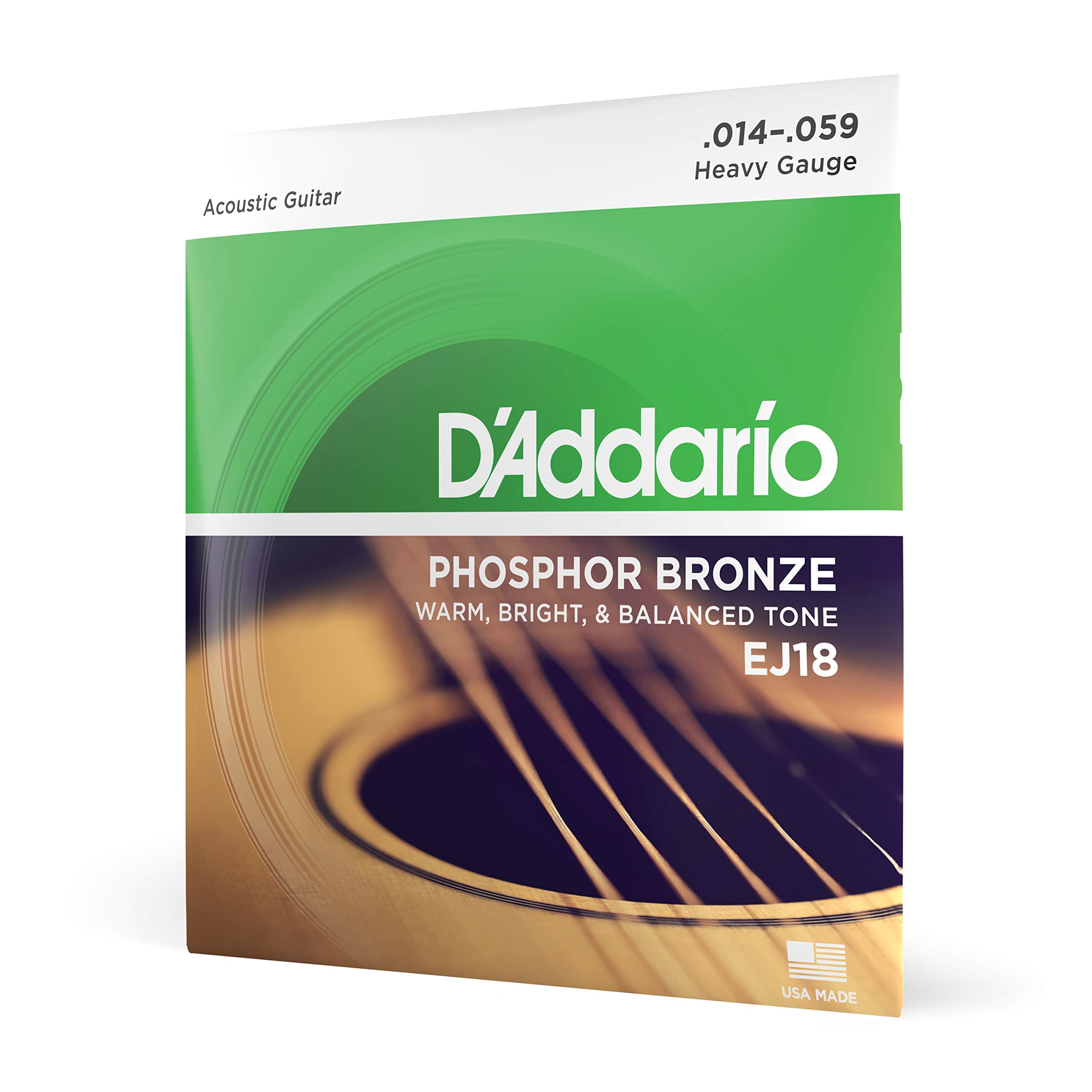 Daddario Guitar Strings - Phosphor Bronze Acoustic Guitar Strings - Ej18 - Rich, Full Tonal Spectrum - For 6 String Guitars - 14