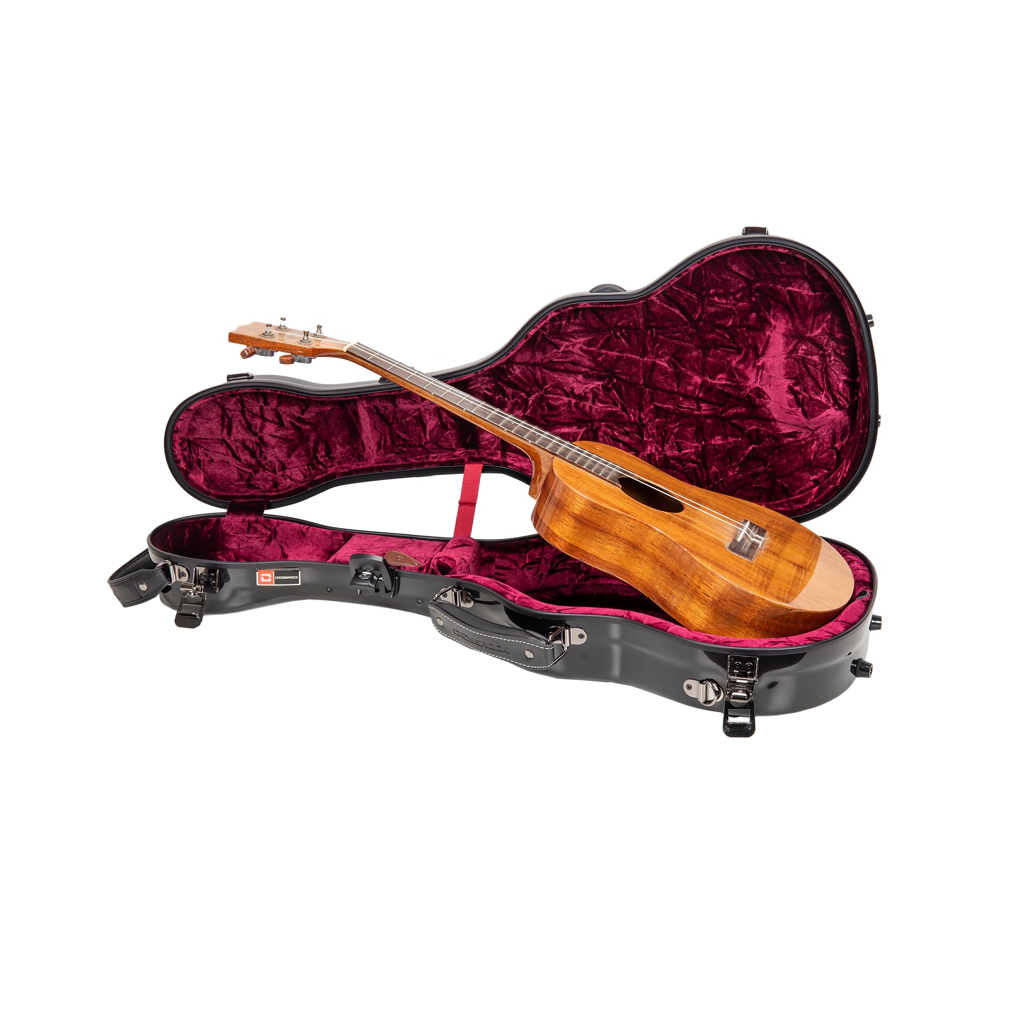 Crossrock Deluxe Fiberglass Tenor Ukulele Case with TSA Lock, Black (CRF2020TUBK)