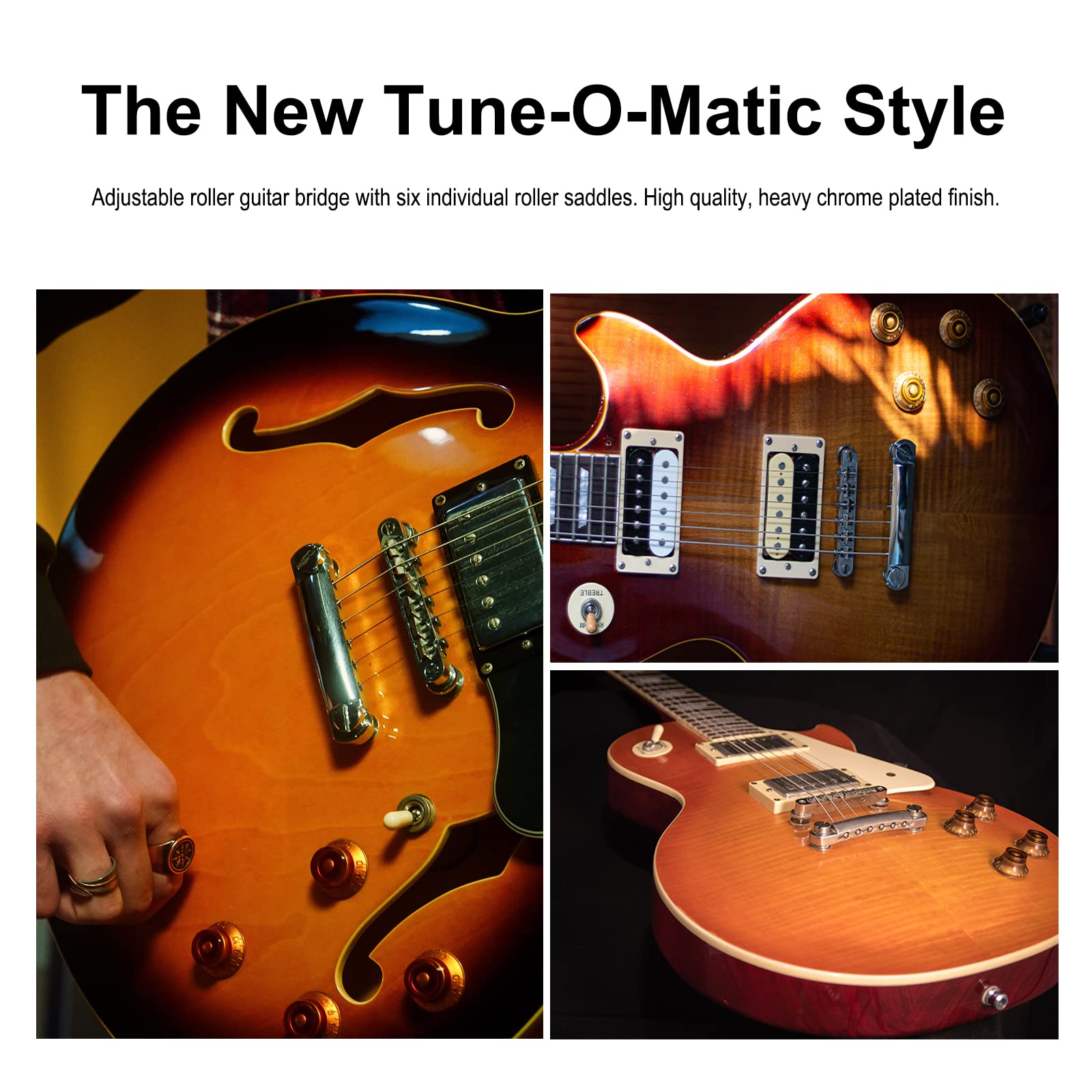 MAXCHEER A Set of String Saddle Tune-O-Matic Bridge & Tailpiece For GB LP Style Electric Guitar (Chrome)