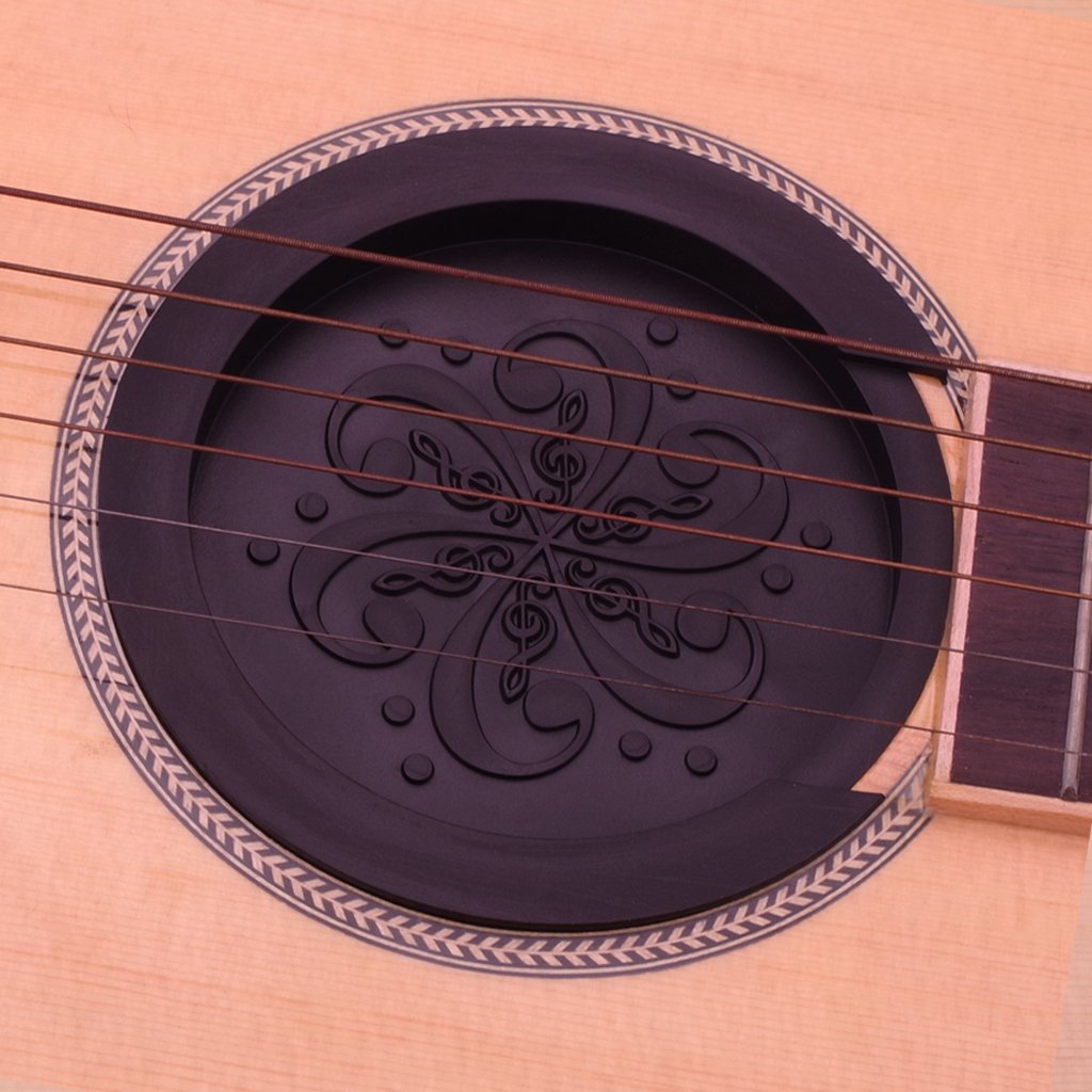 Guitar Soundhole Cover, 4 inch Sound hole Rubber Cover for Acoustic Guitar (Brown)