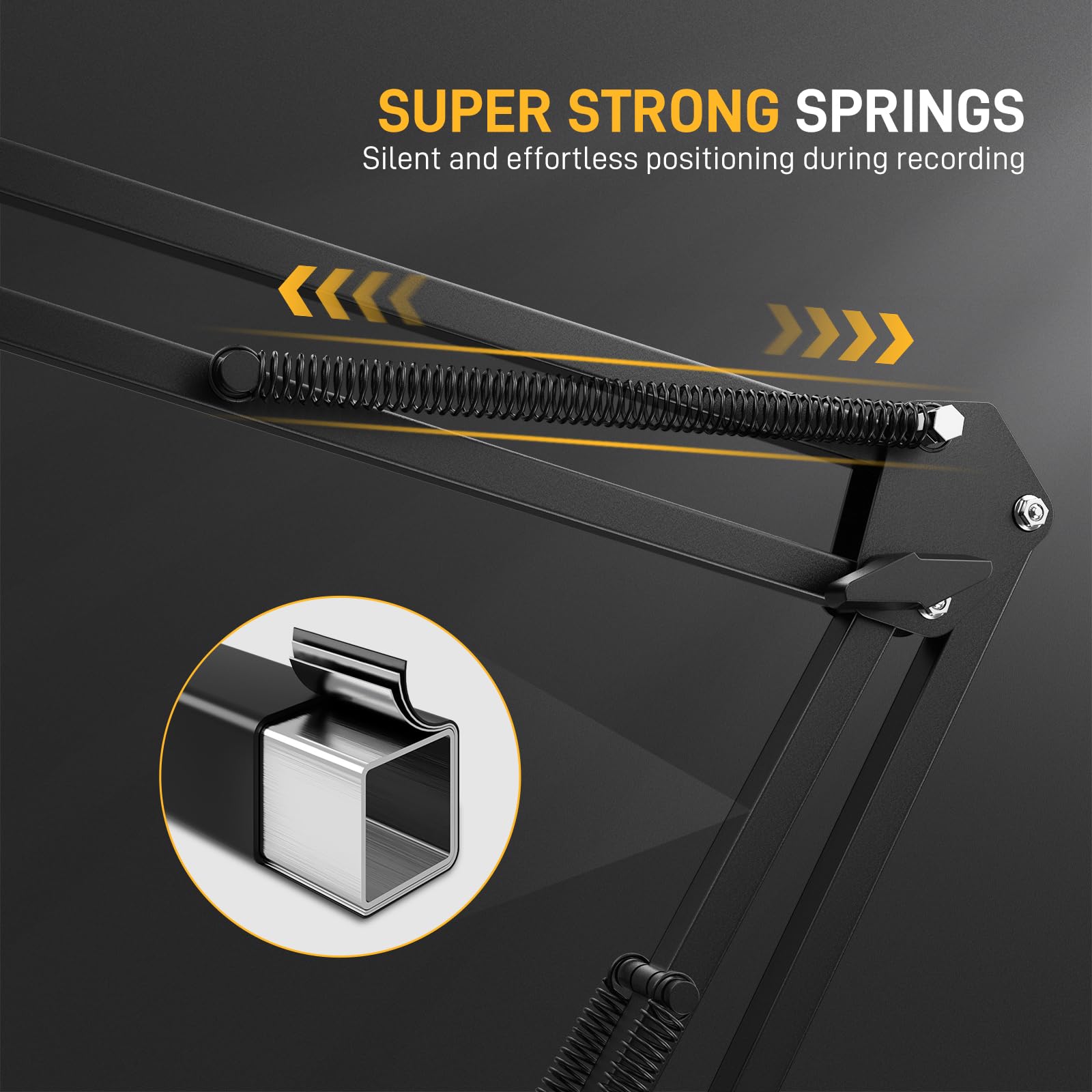 MAONO Boom Arm Microphone Stand: Adjustable Metal Suspension Mic Boom Arm for Podcast Gaming Streaming Recording,with Desk Clamp