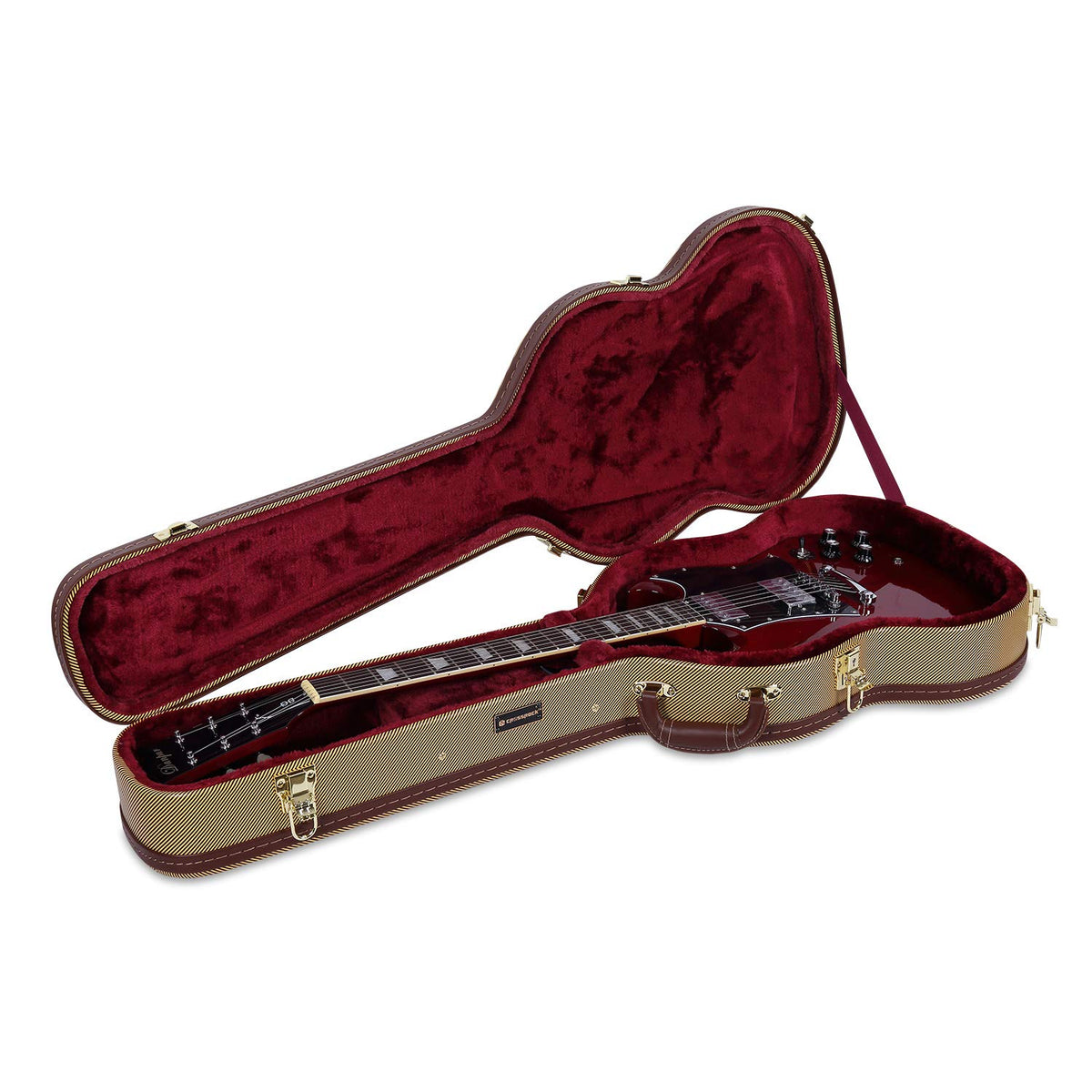 Crossrock Hardshell Arch Top Wood Case Fits Sg Electric Guitars-Vinyl Tweed(Crw620Sgtw)