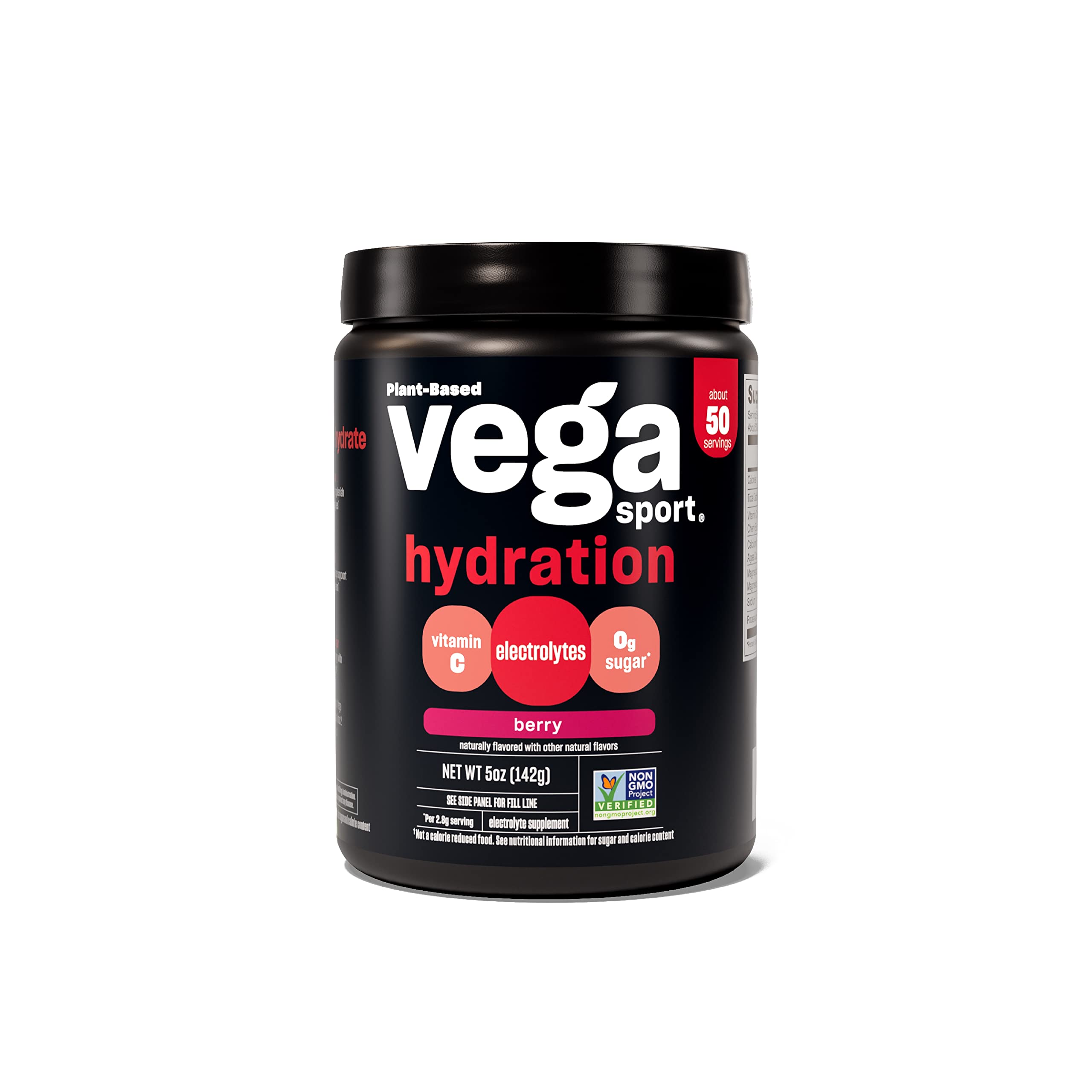 Vega Sport Hydration Electrolyte Powder Berry (50 Servings) Post Workout Recovery Drink For Women And Men, Vitamin C, Vegan, Ket