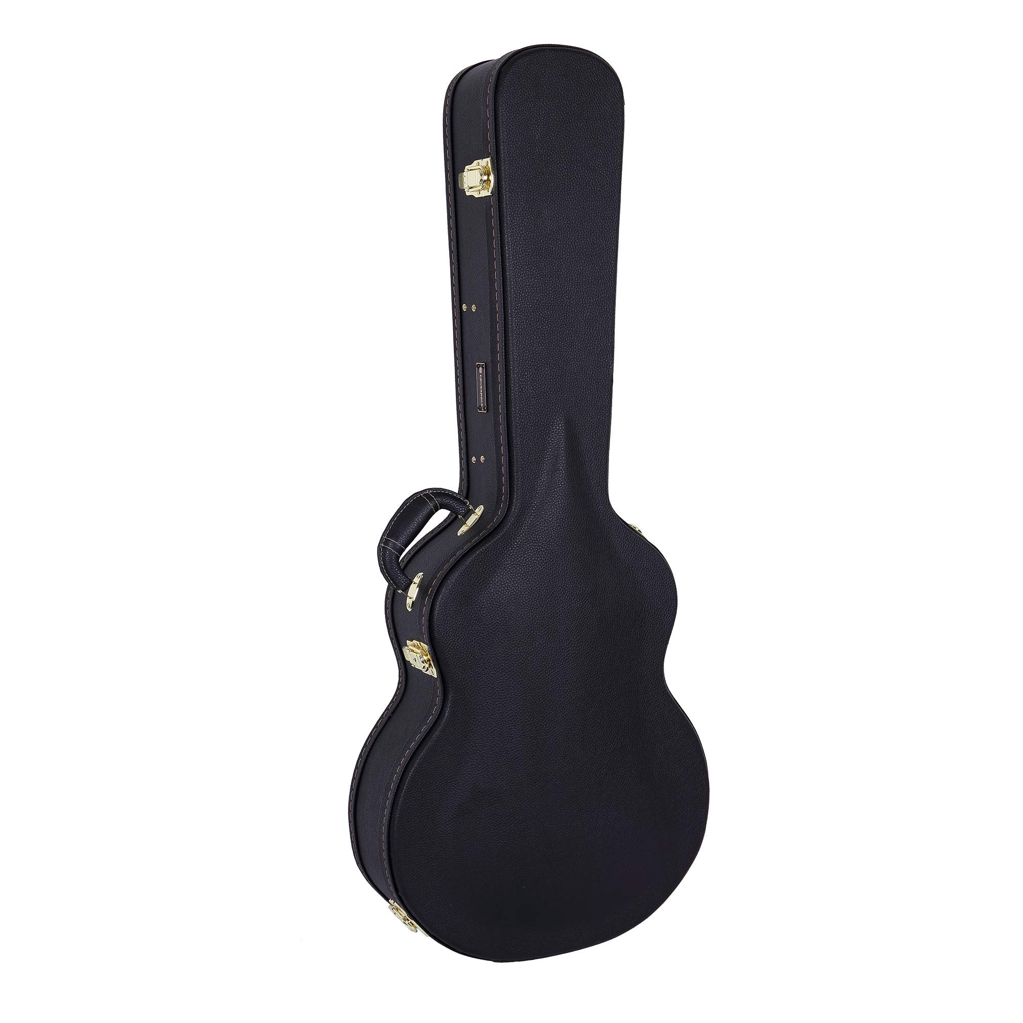 Crossrock Deluxe Wood Hard Case for OM/000 Guitar Case, Compatible to 4/4 Classical Guitar, Black(CRW600OMBK)