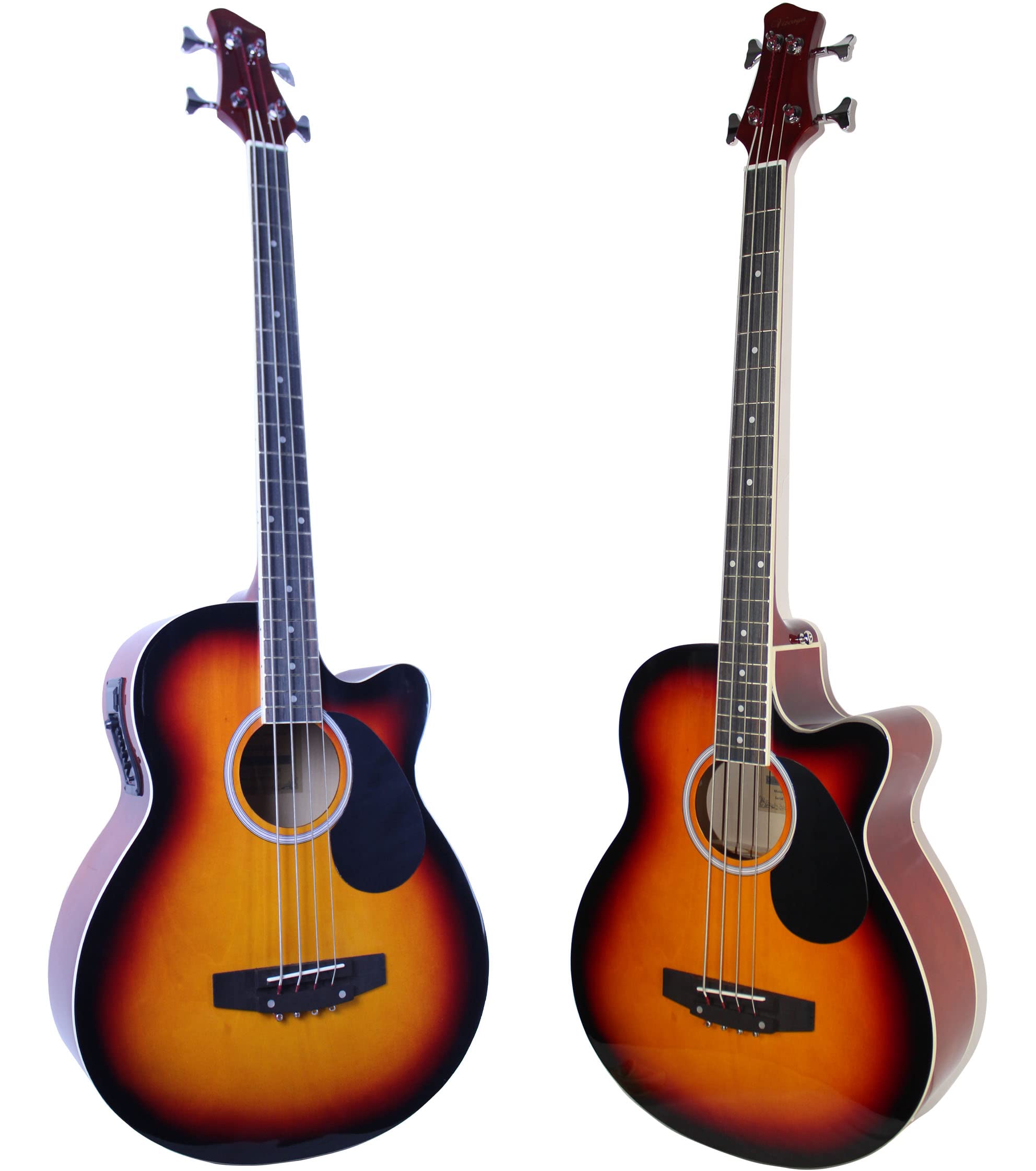 YMC 4 Strings Cutaway Acoustic-Electric Bass Guitar With 4-Band Equalizer, Adjustable Truss Rod,Gig Bag,Strap,Picks- (Sunburst)