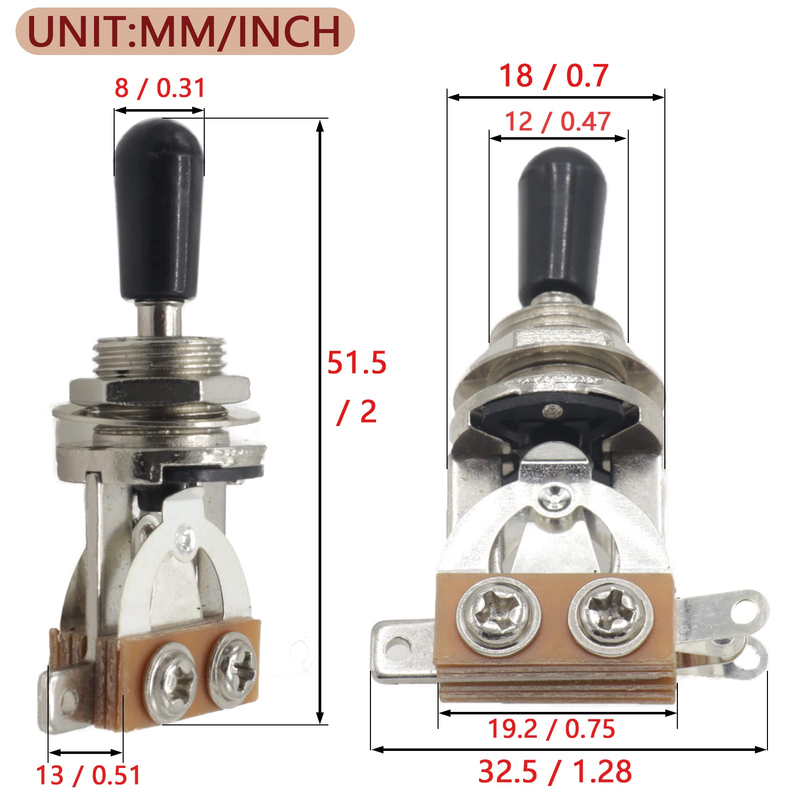 Cheerock Electric Guitar 3-Way Toggle Selector Switch for Les Paul - 2pcs Pickup Switch, Guitar Accessories