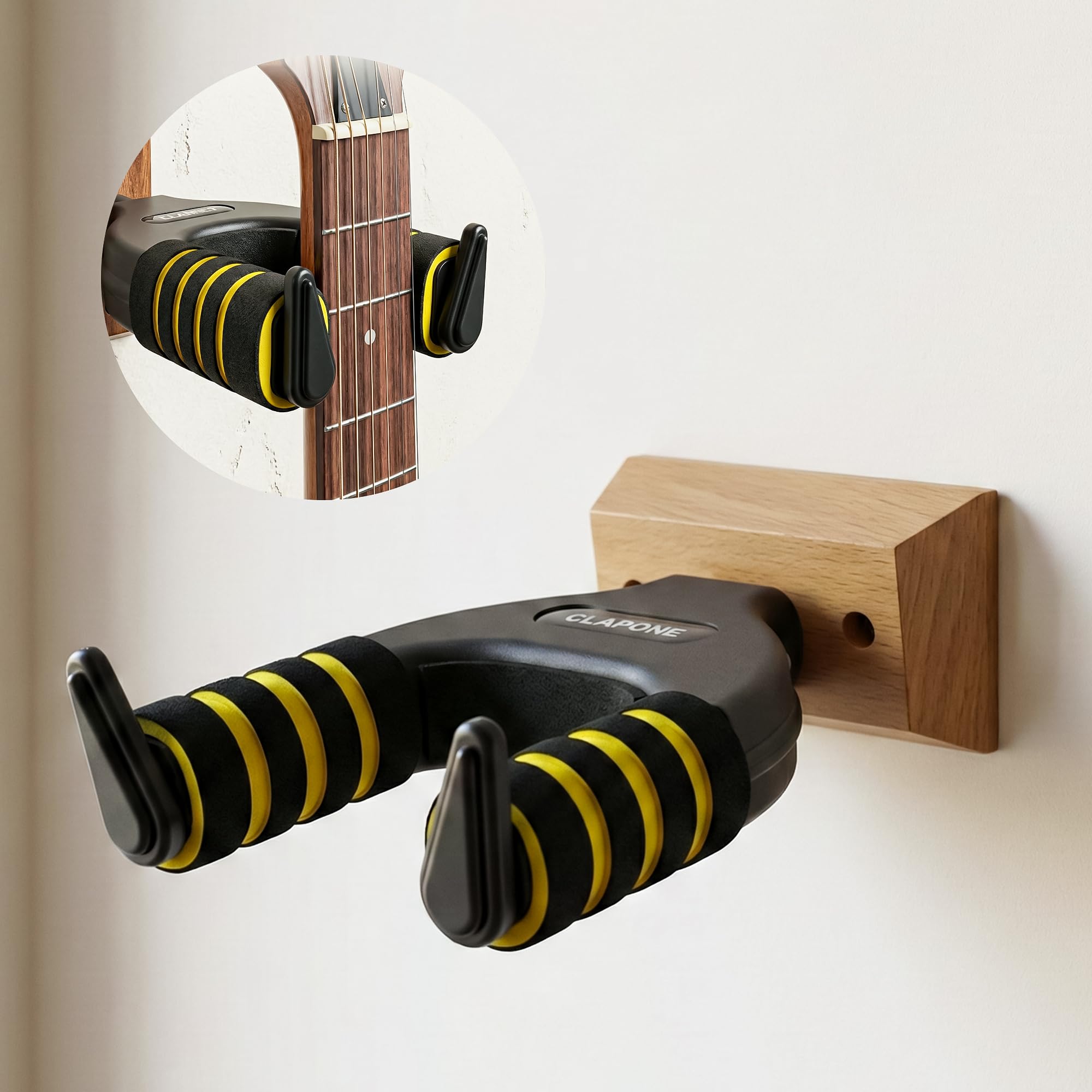 Clapone Guitar Wall Mount Secure & Stylish Display Solution For Your Instrument Wall Mount Hanger Auto Lock And Adjustable Hook 